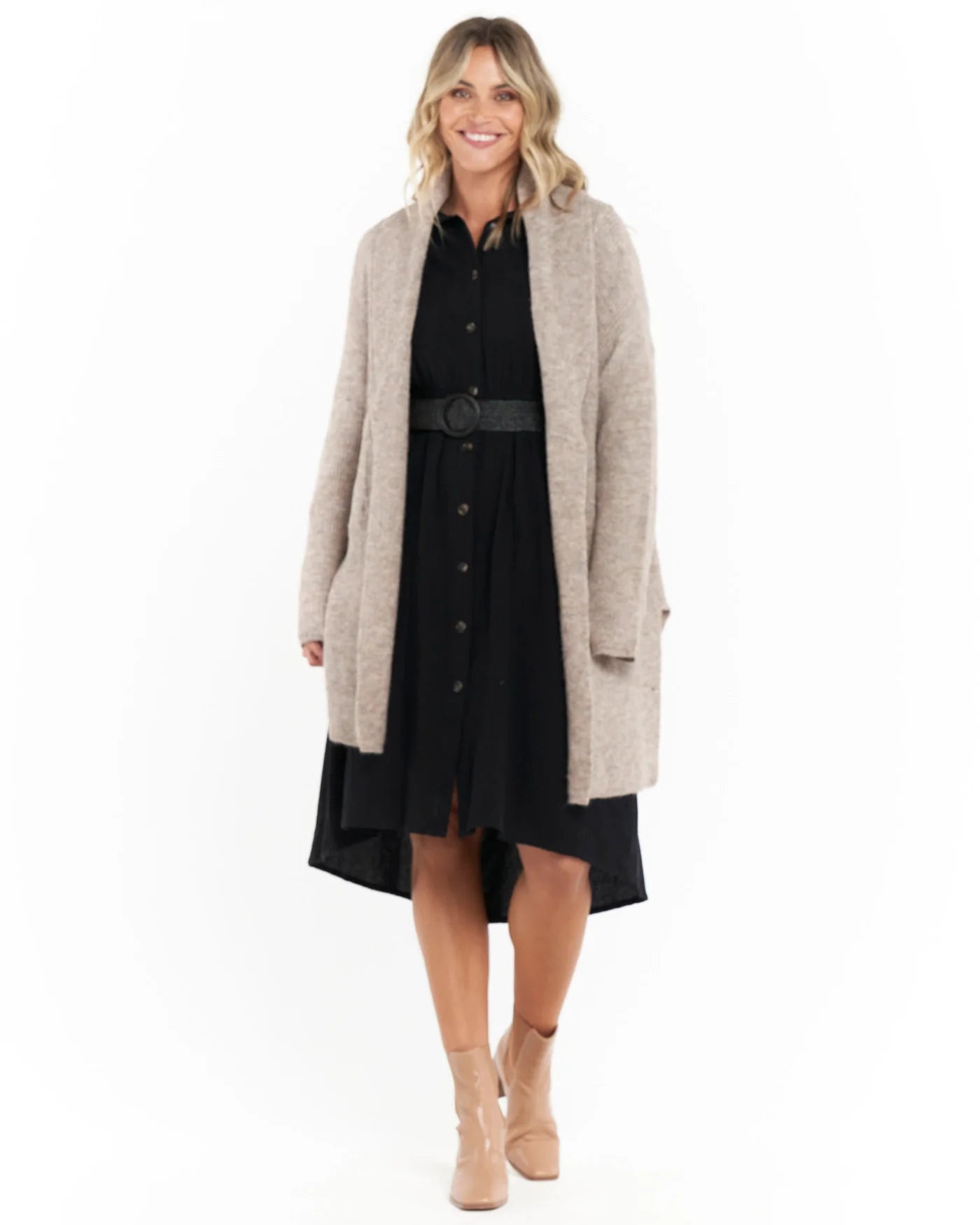 BETTY BASICS XIRENA LONG CARDIGAN - HUSK was $99.99 SALE NOW...