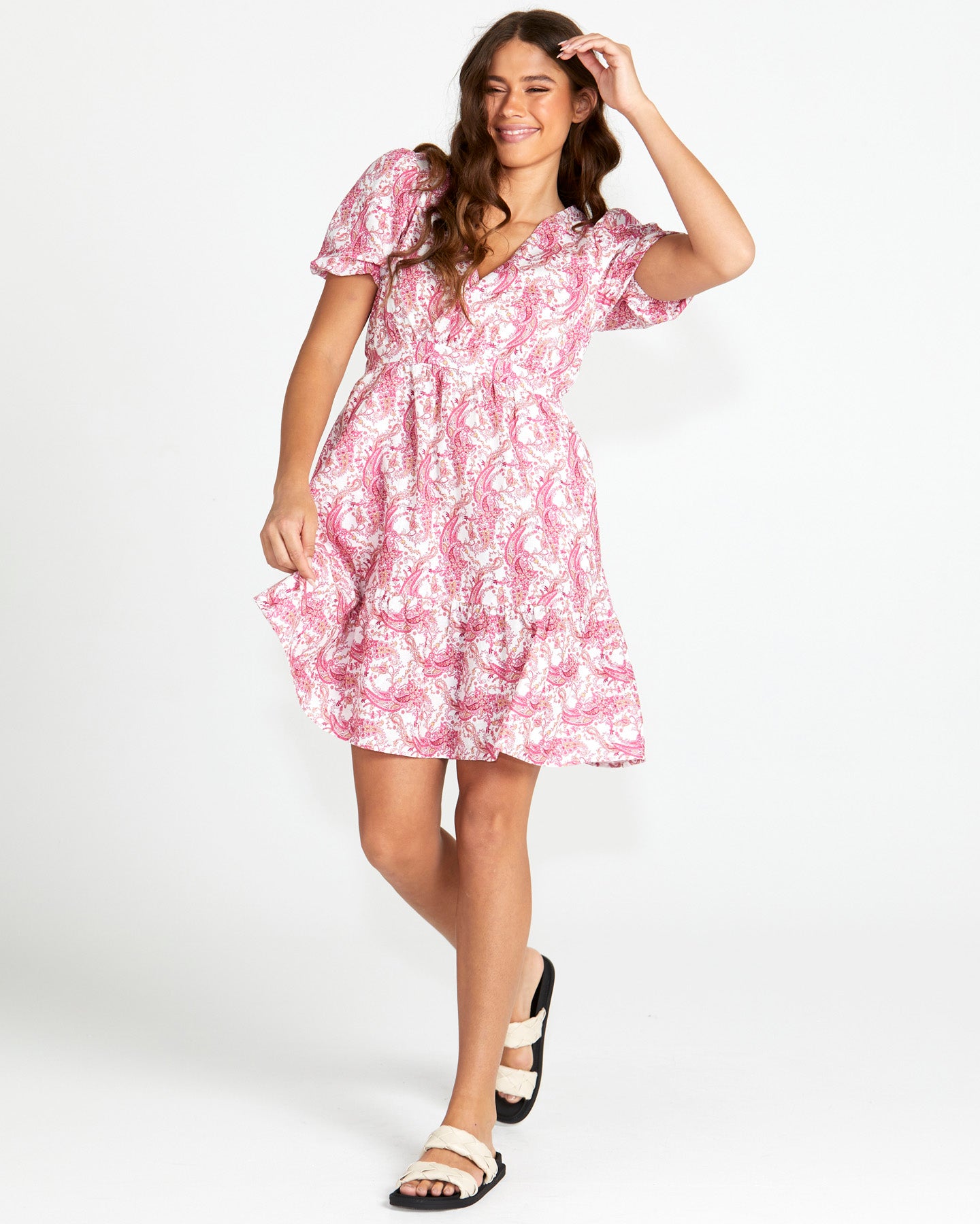 SASS JEMIMA WRAP FRONT MINI DRESS - PINK PAISLEY was $99.99 ...now...