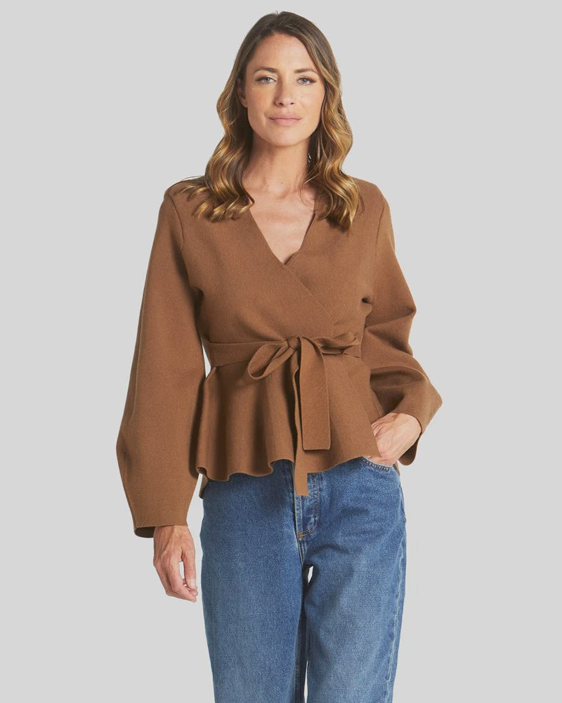 FATE + BECKER TINY DANCER WRAP CARDI - CINNAMON WAS $169.99<<<<SALE>>>>