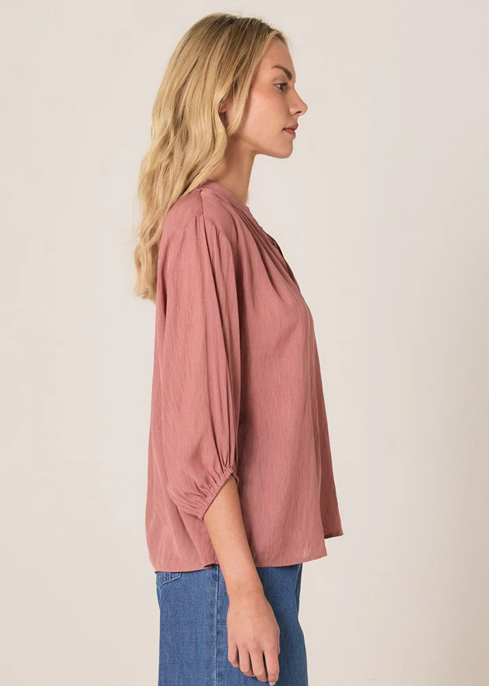 FATE + BECKER SHAE SPLIT NECK BLOUSE - TERRACOTTA PINK was $149.99 <<<SALE>>>>