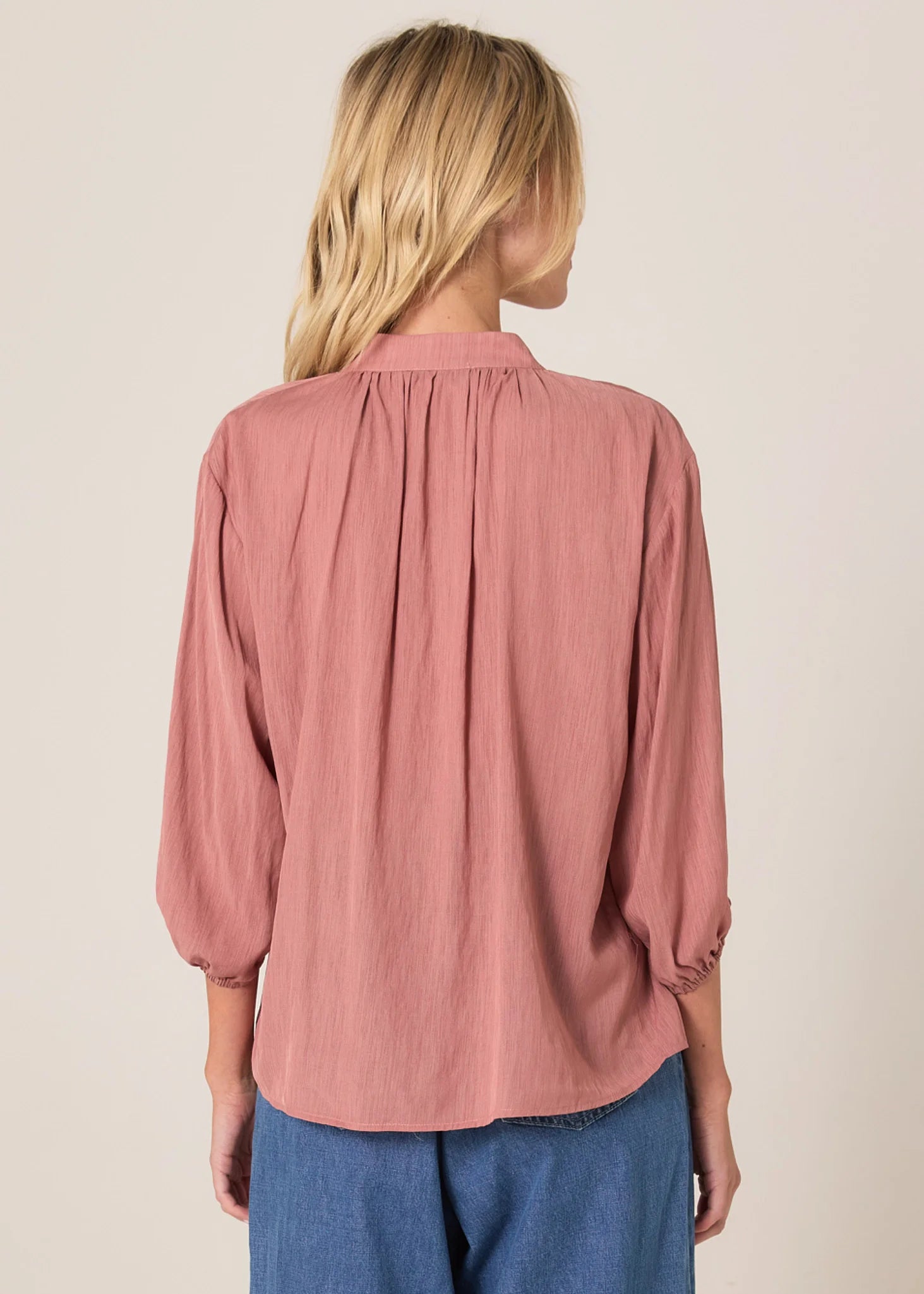 FATE + BECKER SHAE SPLIT NECK BLOUSE - TERRACOTTA PINK was $149.99 <<<SALE>>>>