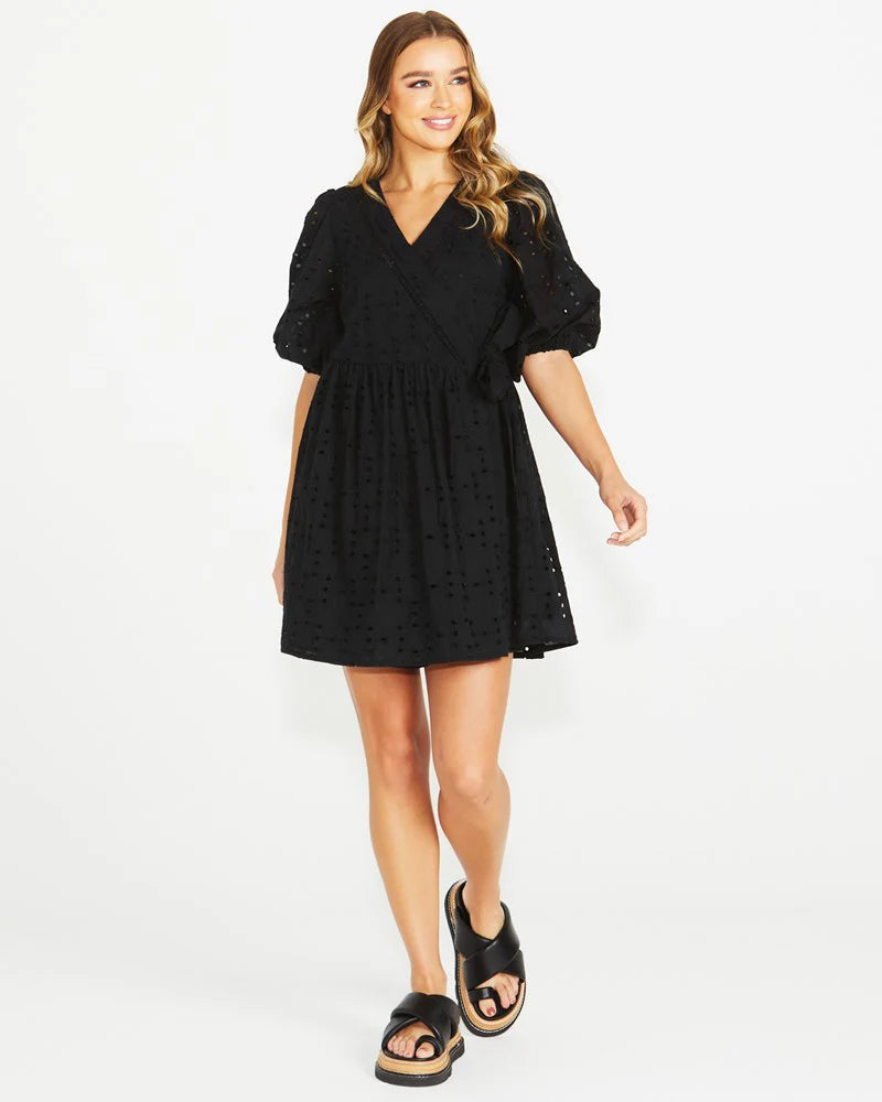 SASS KIRBY WRAP DRESS - BLACK