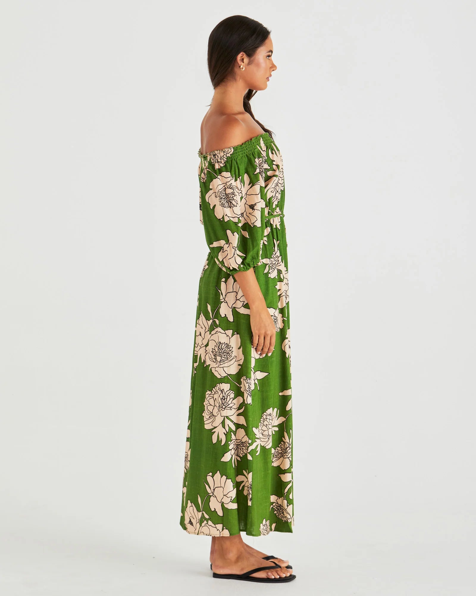 SASS ANTONIE OFF SHOULDER DRESS- MOONFLOWER GREEN