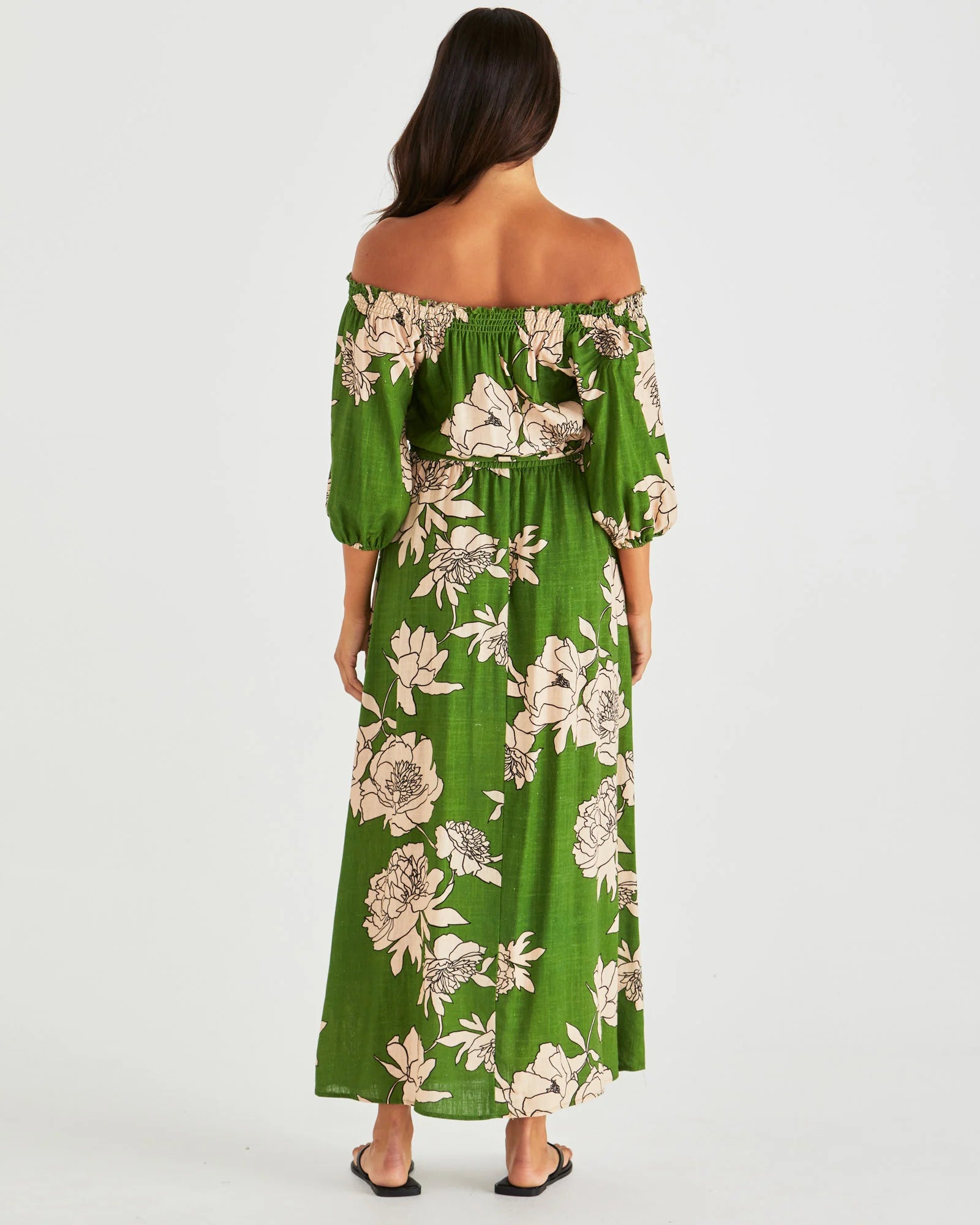 SASS ANTONIE OFF SHOULDER DRESS- MOONFLOWER GREEN