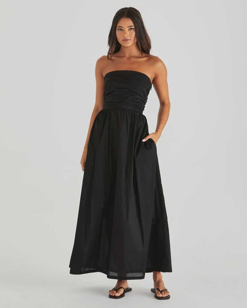 SASS MINA STRAPLESS DRESS - BLACK