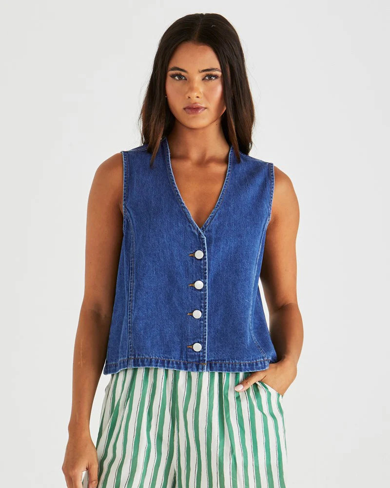 SASS SABINE DENIM VEST WAS $99.99 <<<<SALE>>>>