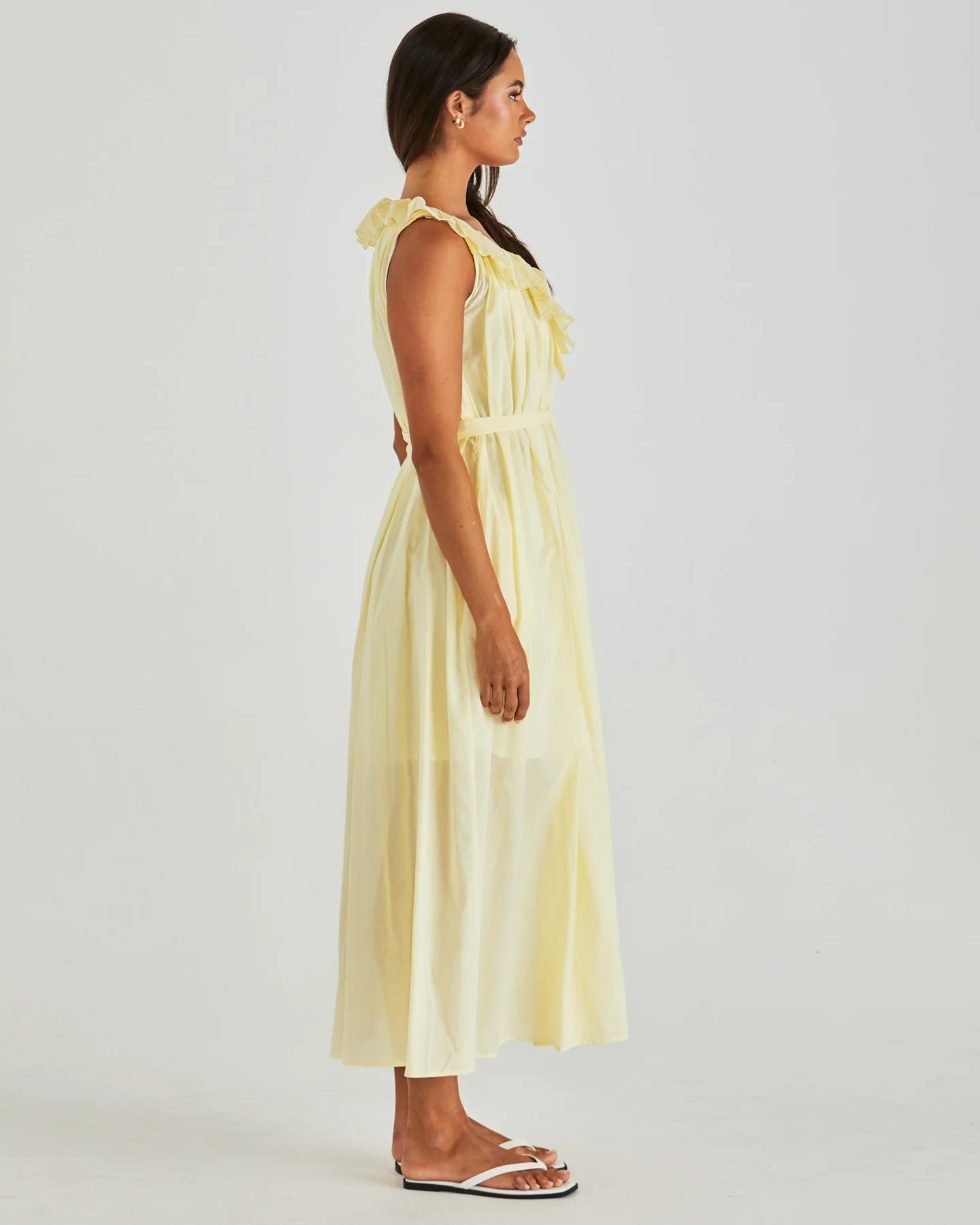 SASS LILLA RUFFLED NECK DRESS - BUTTER YELLOW