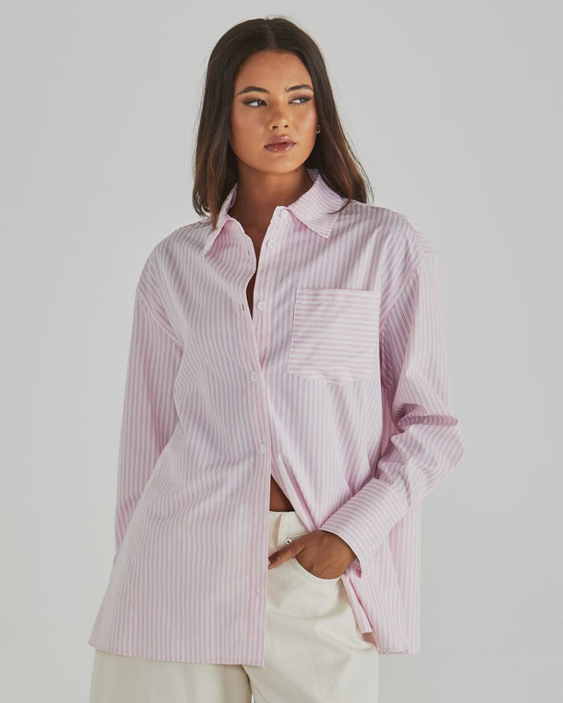 SASS AMBROSE SHIRT - PINK STRIPE