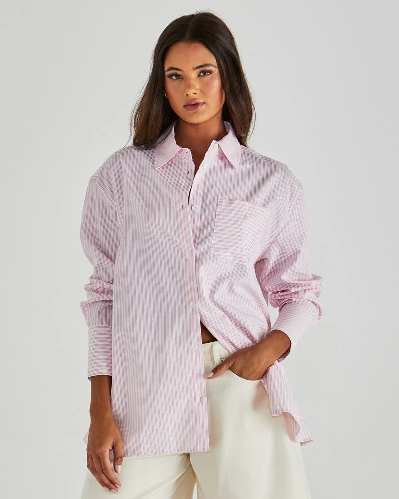 SASS AMBROSE SHIRT - PINK STRIPE
