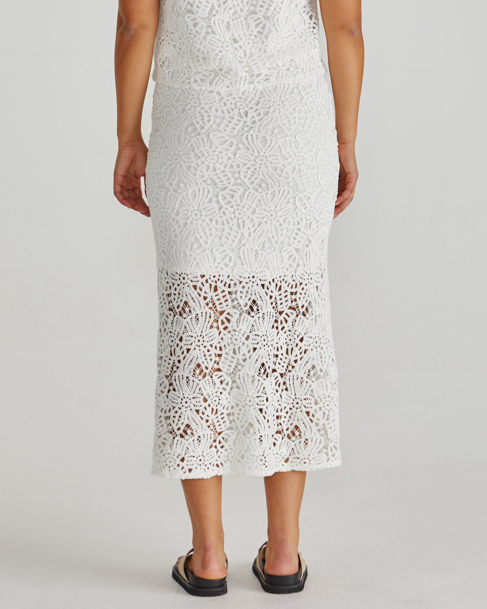 SASS KAI CROCHET LACE SKIRT - WHITE