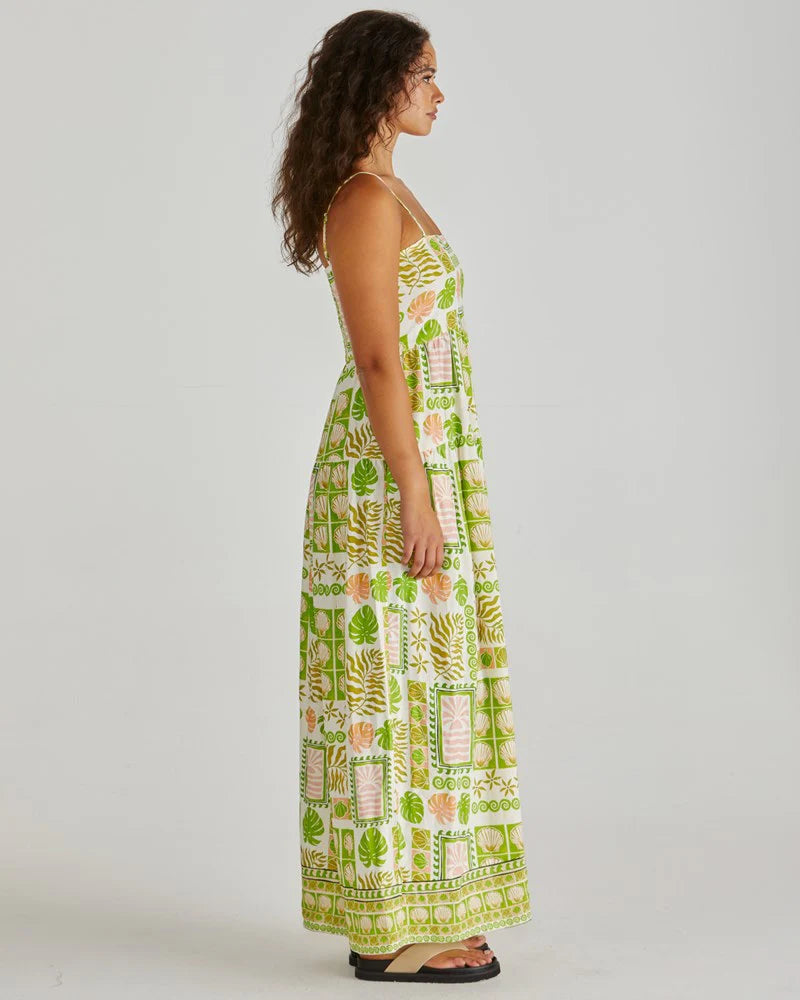 SASS EMMETT MAXI DRESS - GREEN SHELL PATCHWORK