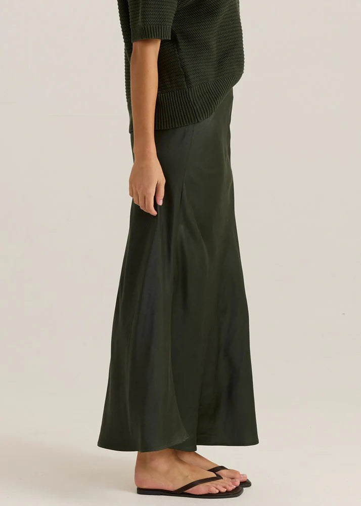 SASS JASPER SLIP SKIRT - OLIVE GREEN WAS $89.99 <<<<SALE>>>>