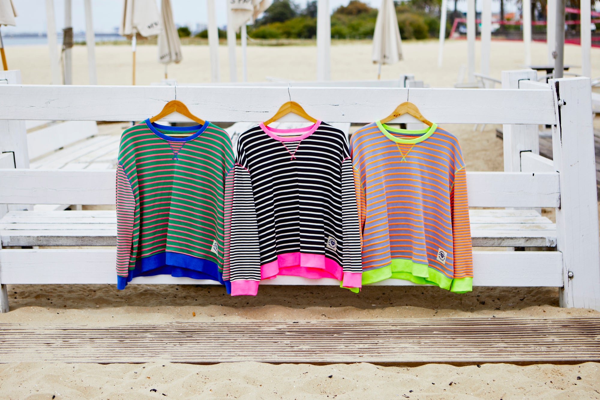 HAMMILL + CO STRIPED SWEATSHIRT - GREEN/PINK