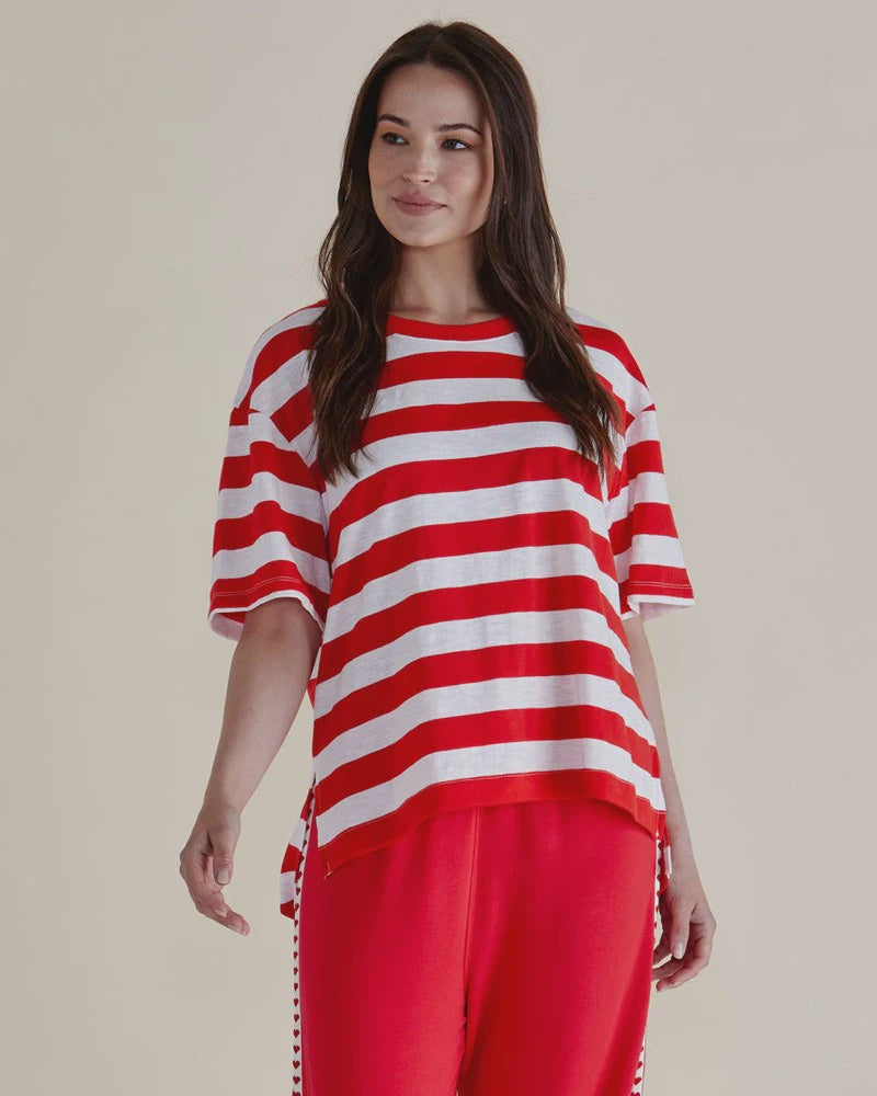 BETTY BASICS RELAX BOXY TEE - RED STRIPE