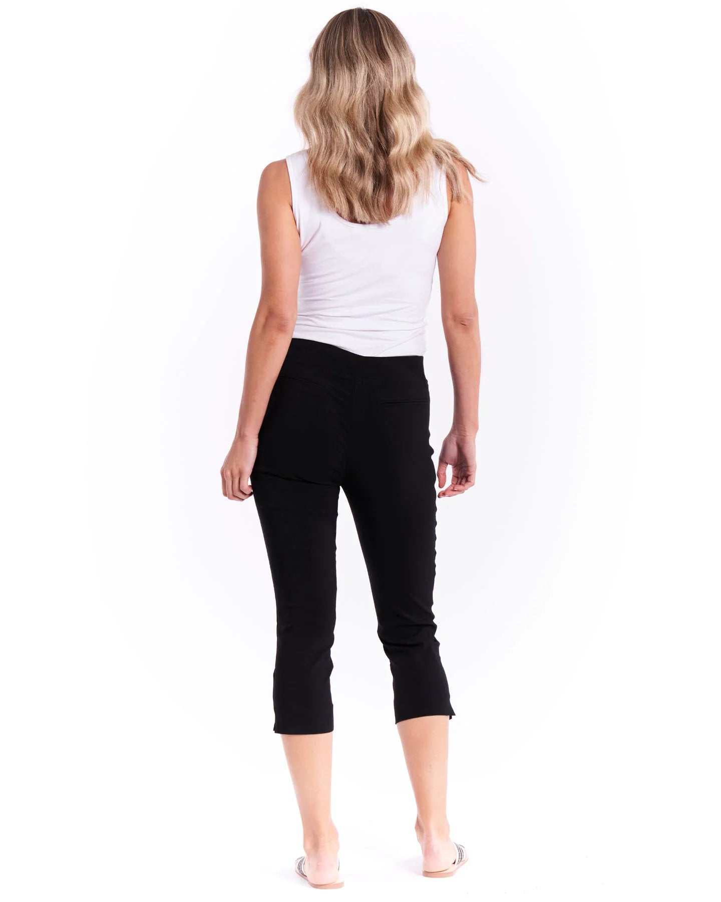 BETTY BASICS CROPPED BENGALINE PANT - BLACK