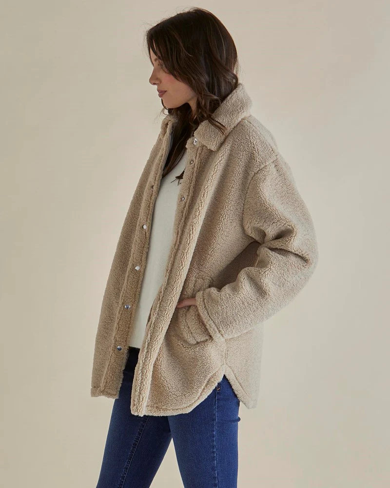 BETTY BASICS TEDDY JACKET - LATTE