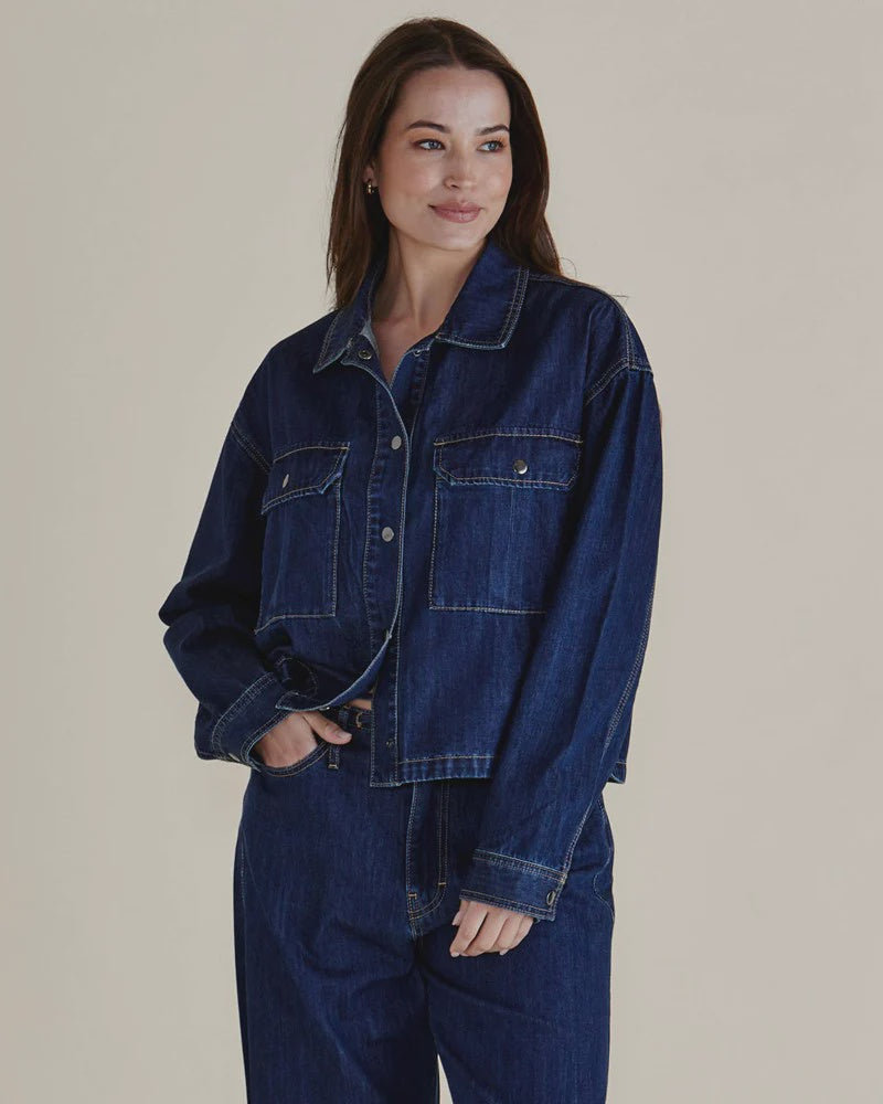 BETTY BASICS SELBY DENIM JACKET - DARK DENIM BLUE WAS $99.99 <<<<SALE>>>>