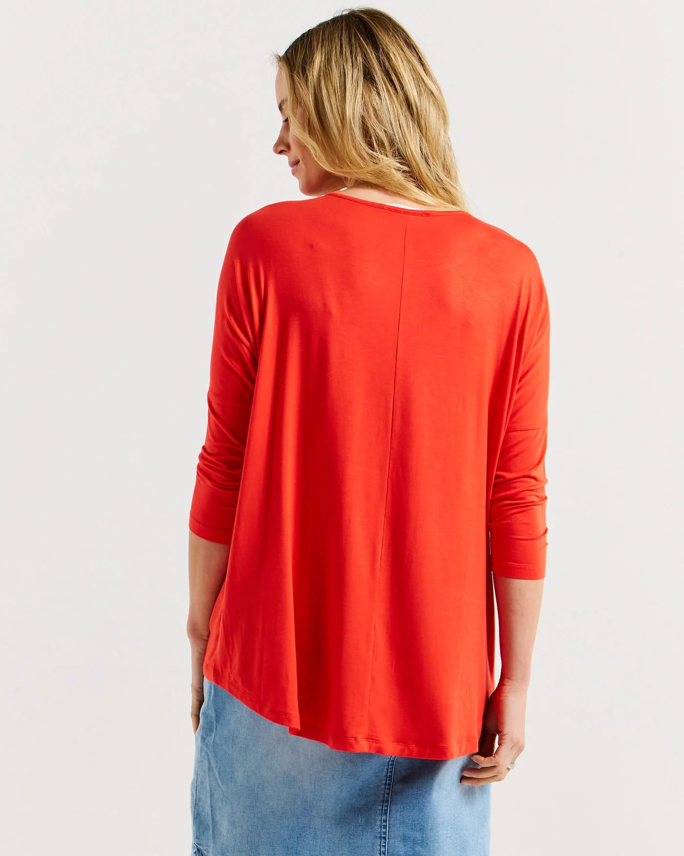 BETTY BASICS MILAN 3/4 SLEEVE TOP- FLAME RED