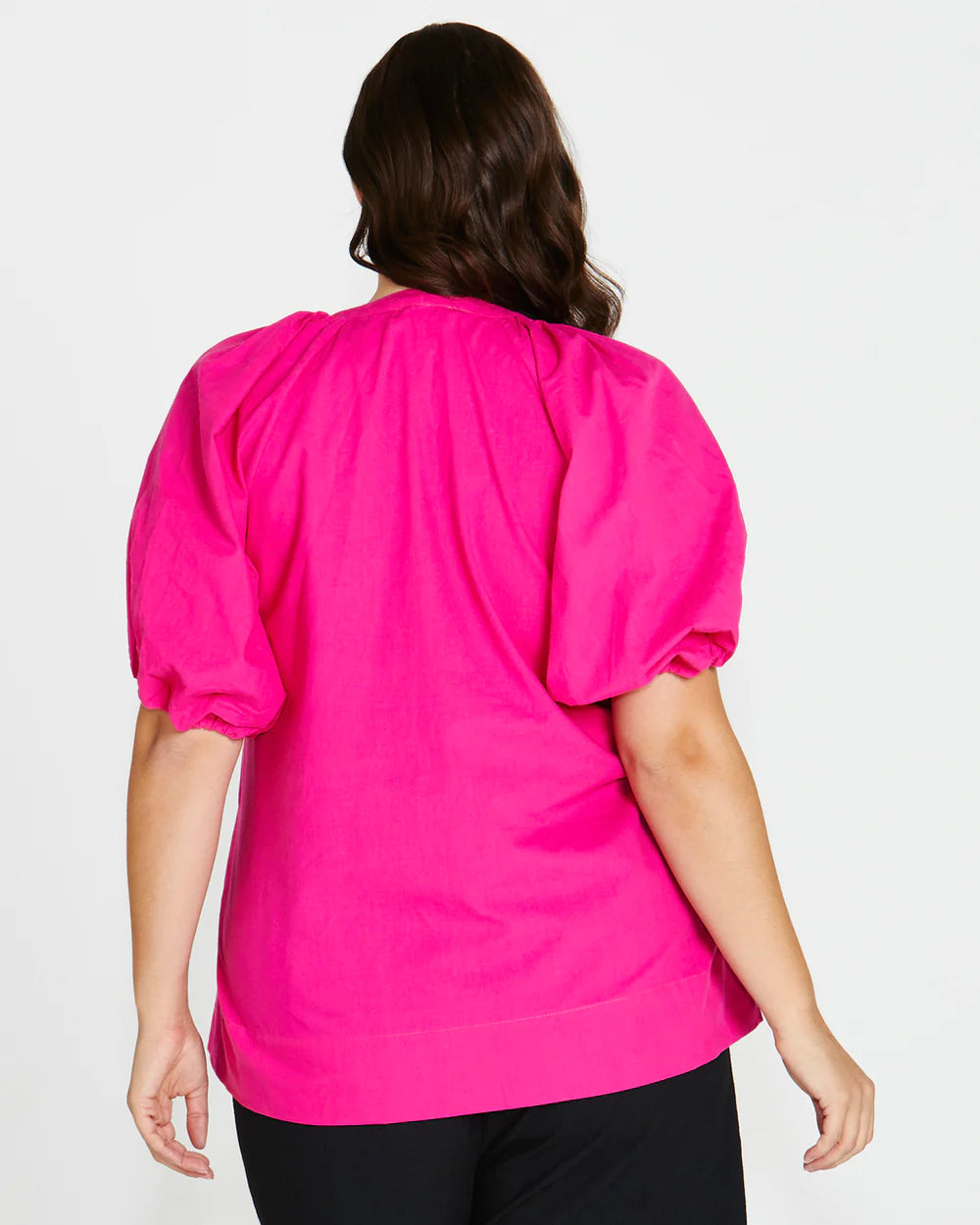 BETTY BASICS JULIET BLOUSE - MIAMI PINK