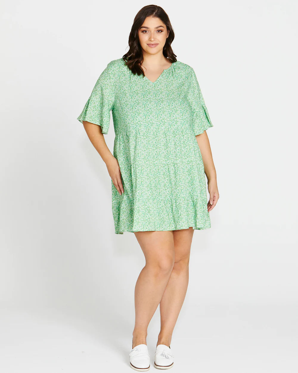 BETTY BASICS SALLY SUMMER DRESS - GREEN WILD ANIMAL PRINT Sale now .....