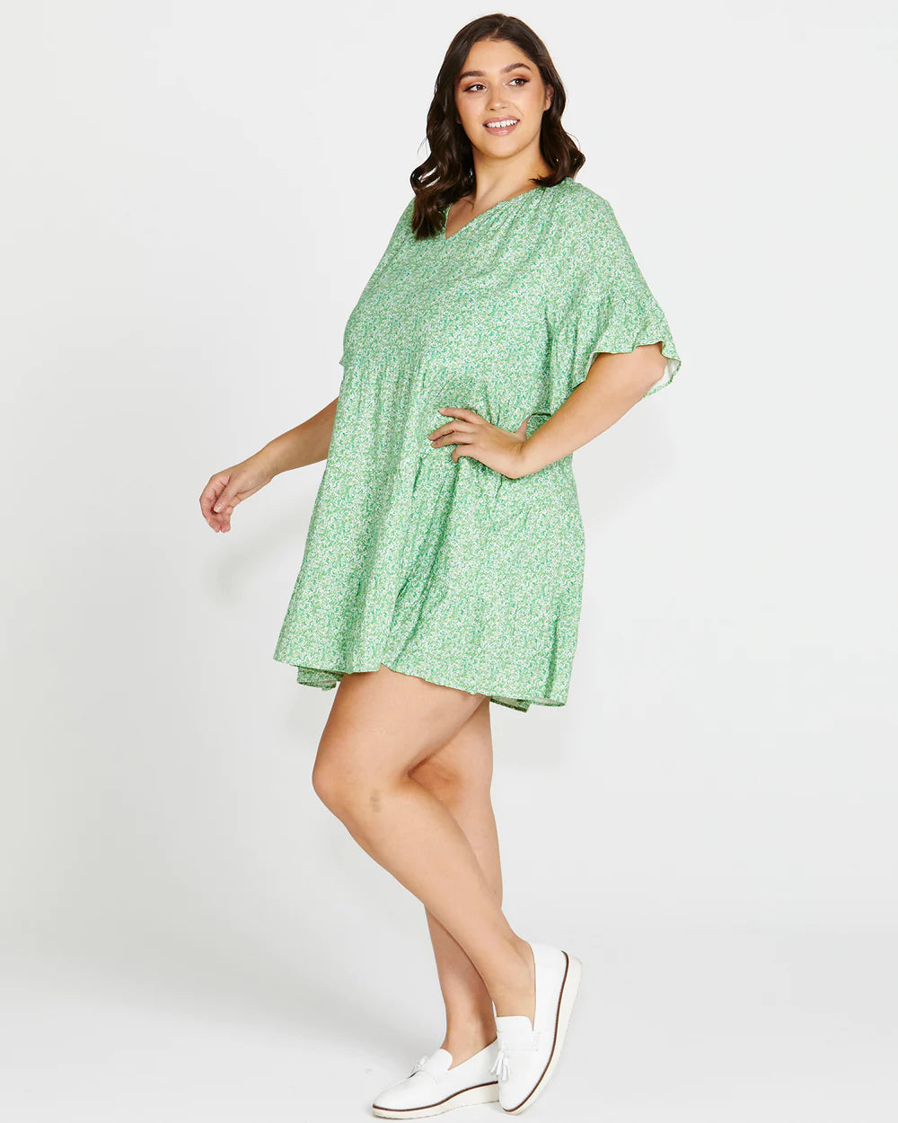 BETTY BASICS SALLY SUMMER DRESS - GREEN WILD ANIMAL PRINT Sale now .....