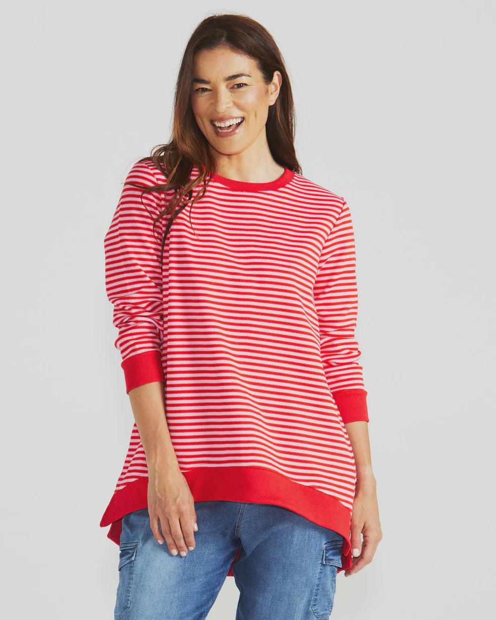 BETTY BASICS COURTNEY CHERRY STRIPE JUMPER