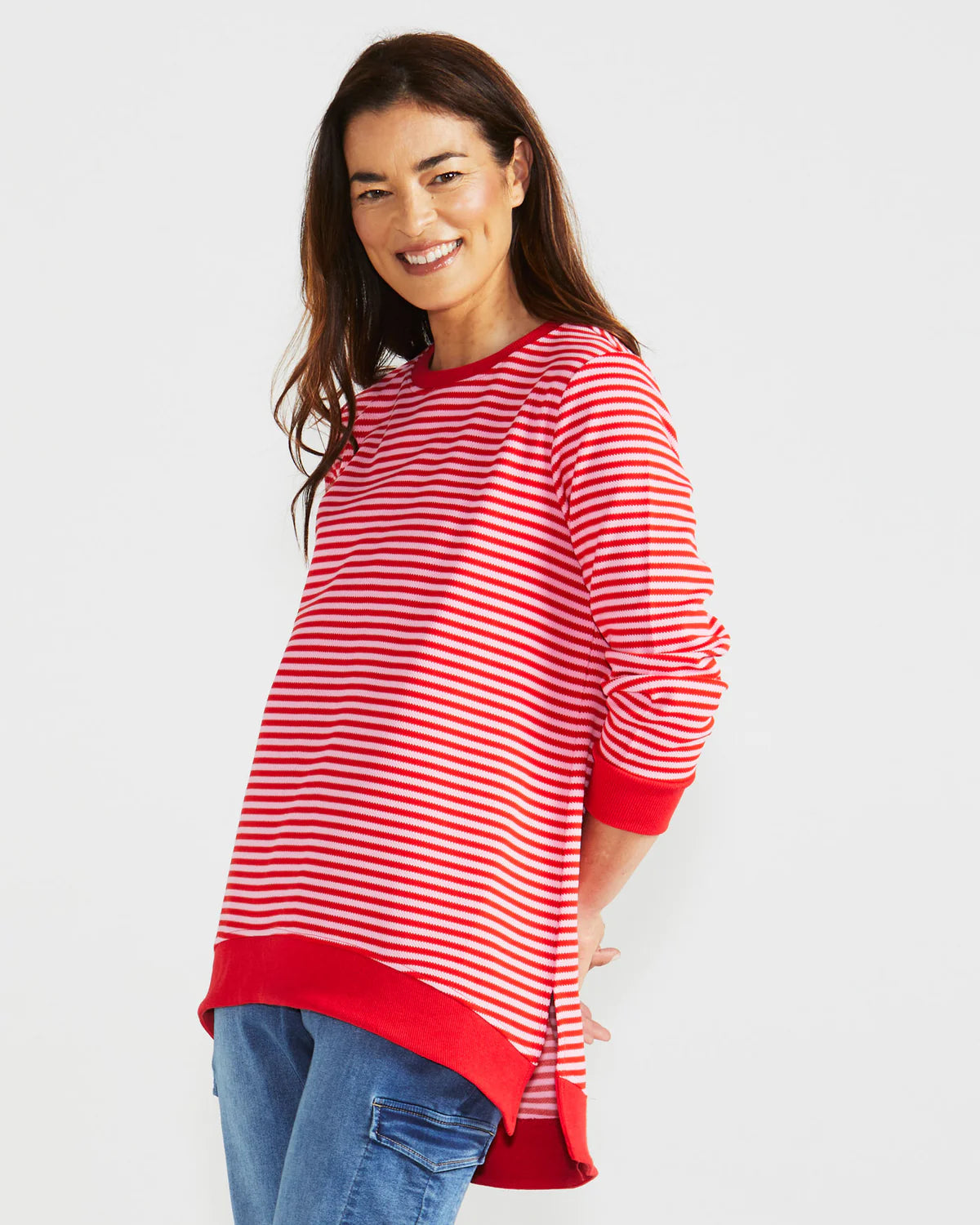 BETTY BASICS COURTNEY CHERRY STRIPE JUMPER