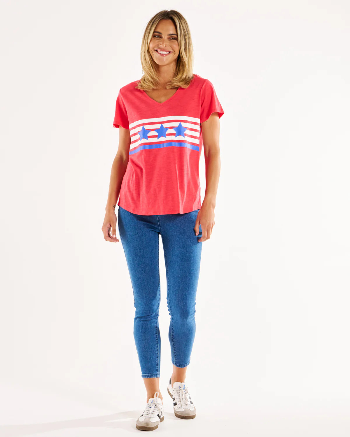 BETTY BASICS AMBER PRINT TEE - STAR RACER STRIPE