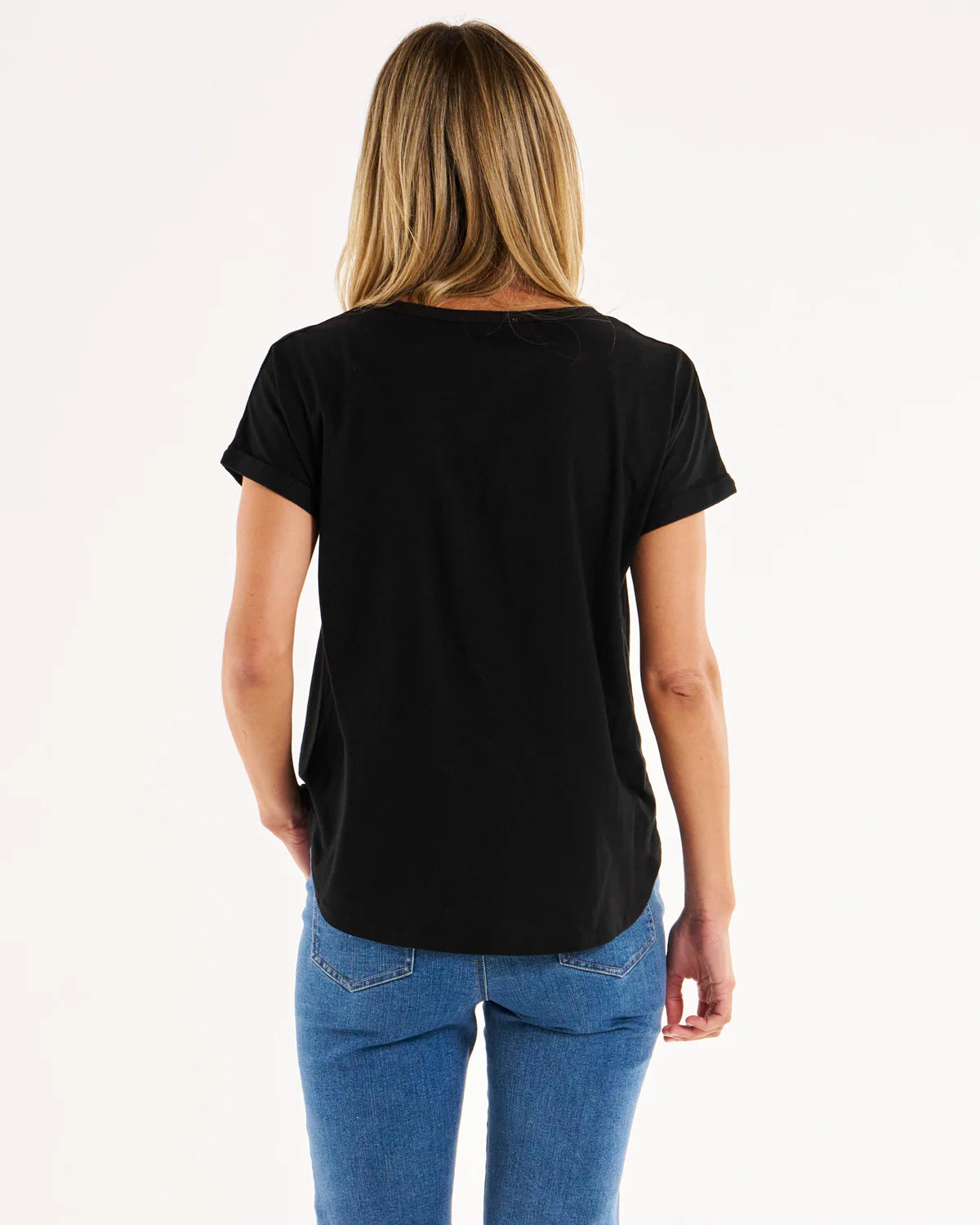 BETTY BASICS HAILEY TEE - BLACK EMBELLISHED