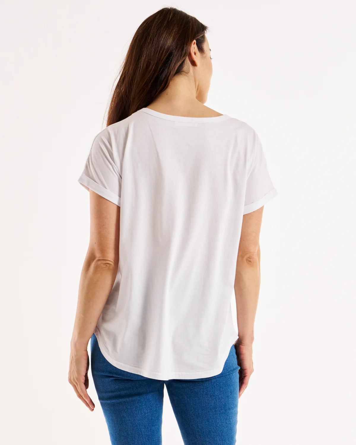 BETTY BASICS  HAILEY TEE - WHITE  STUDS