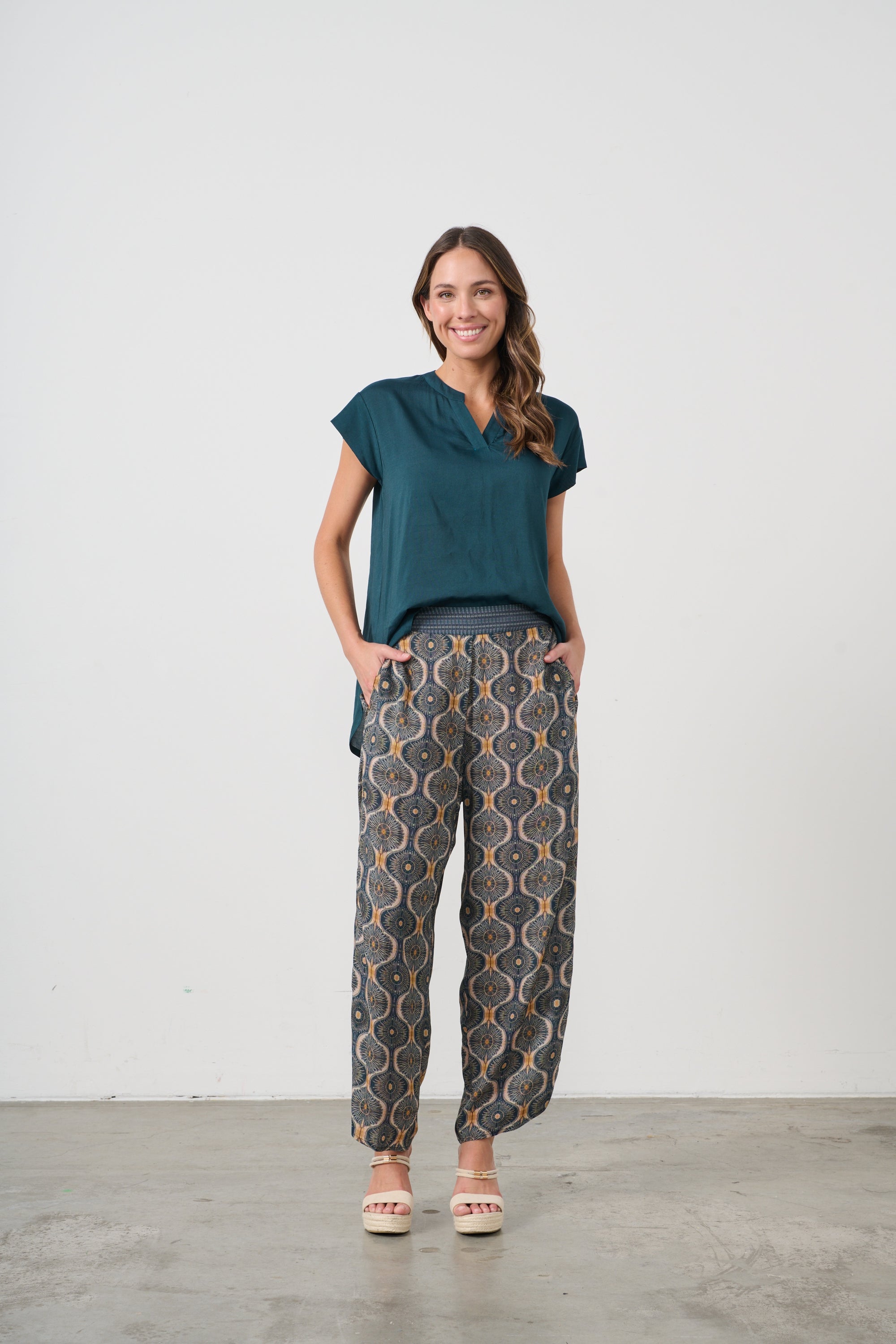 CAJU SCOOP BACK BLOUSE - PETROL