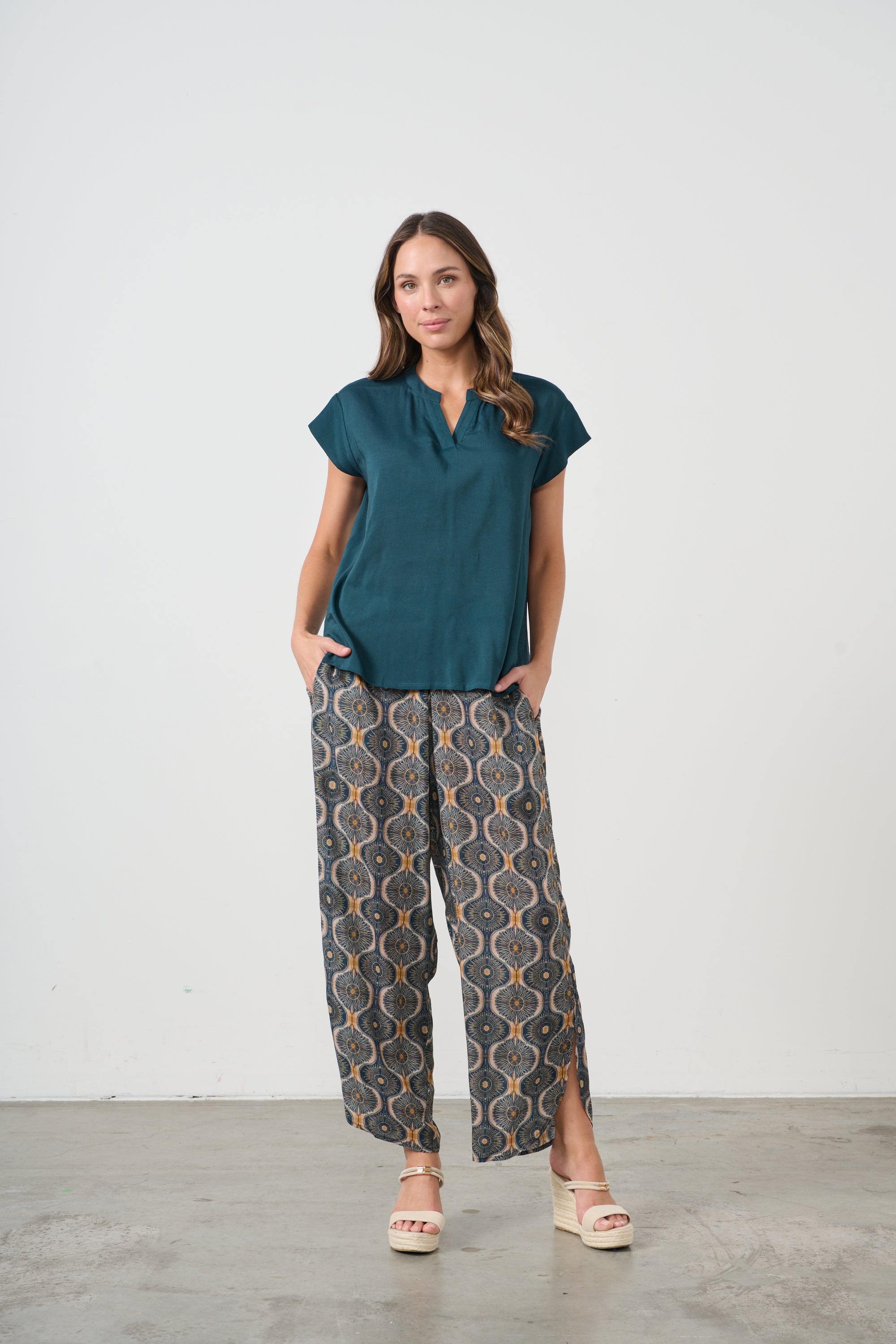 CAJU SCOOP BACK BLOUSE - PETROL