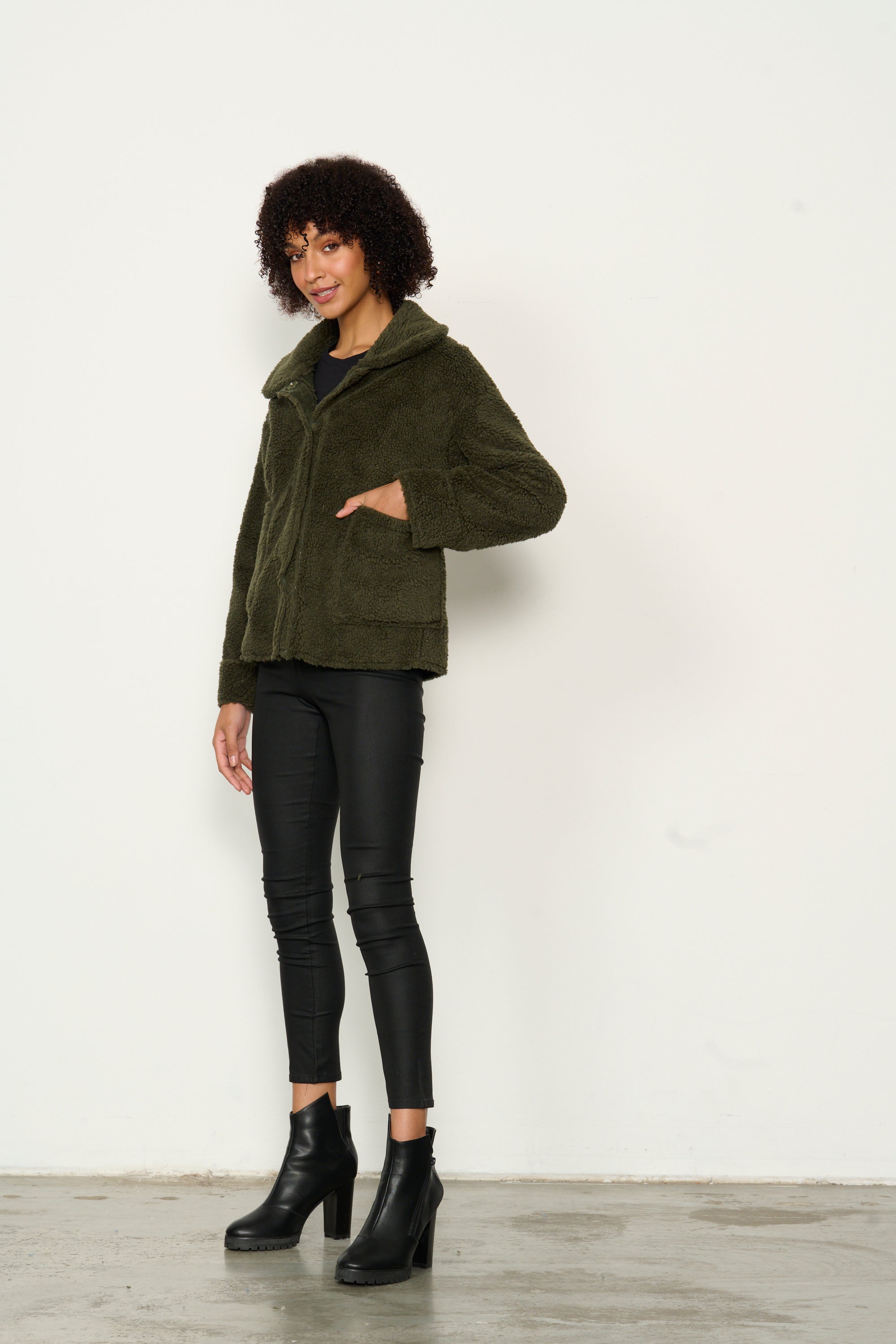 SHERPA/SUEDE REVERSIBLE JACKET - OLIVE WAS $149.00.. NOW...