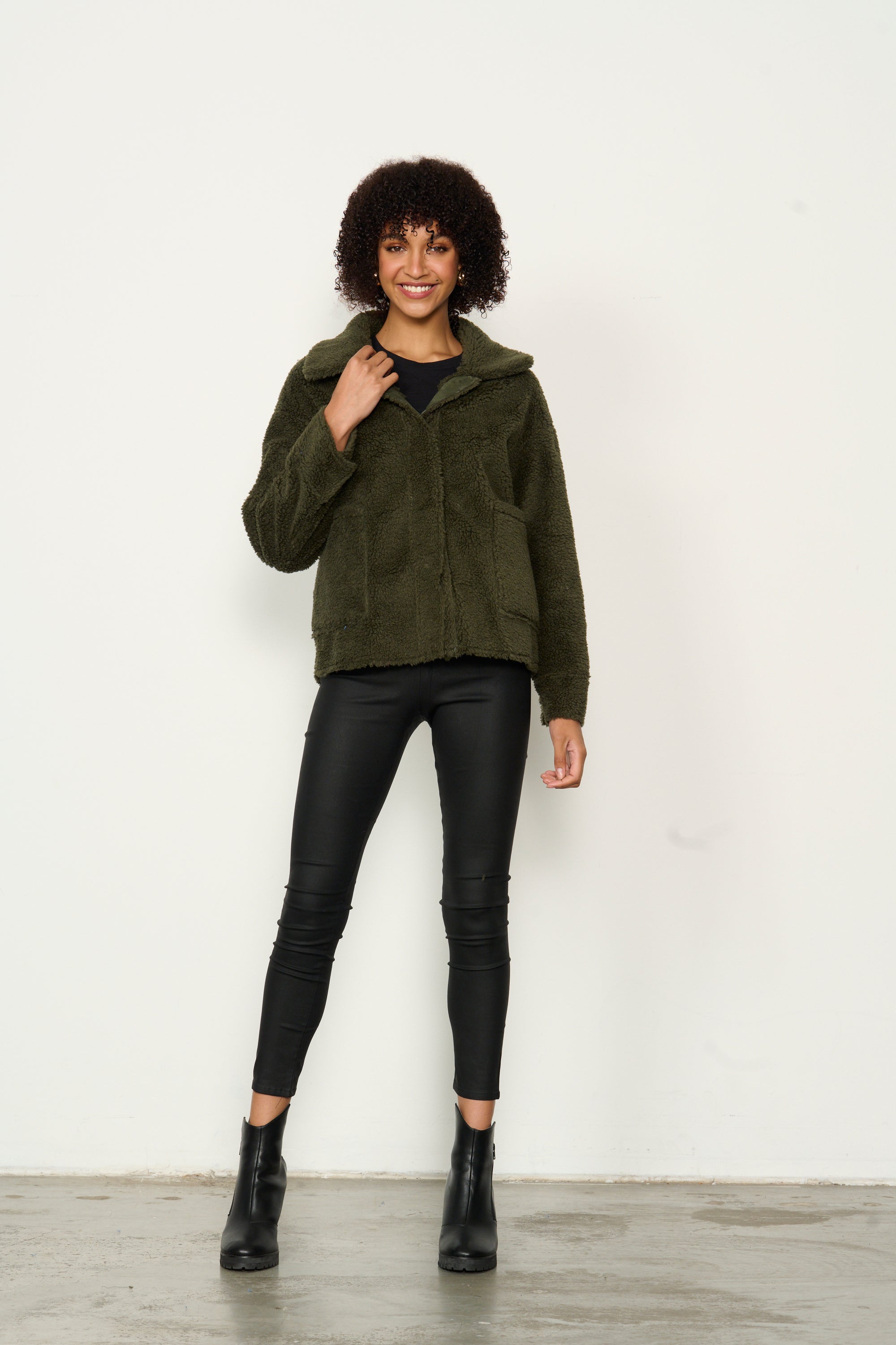 SHERPA/SUEDE REVERSIBLE JACKET - OLIVE WAS $149.00.. NOW...