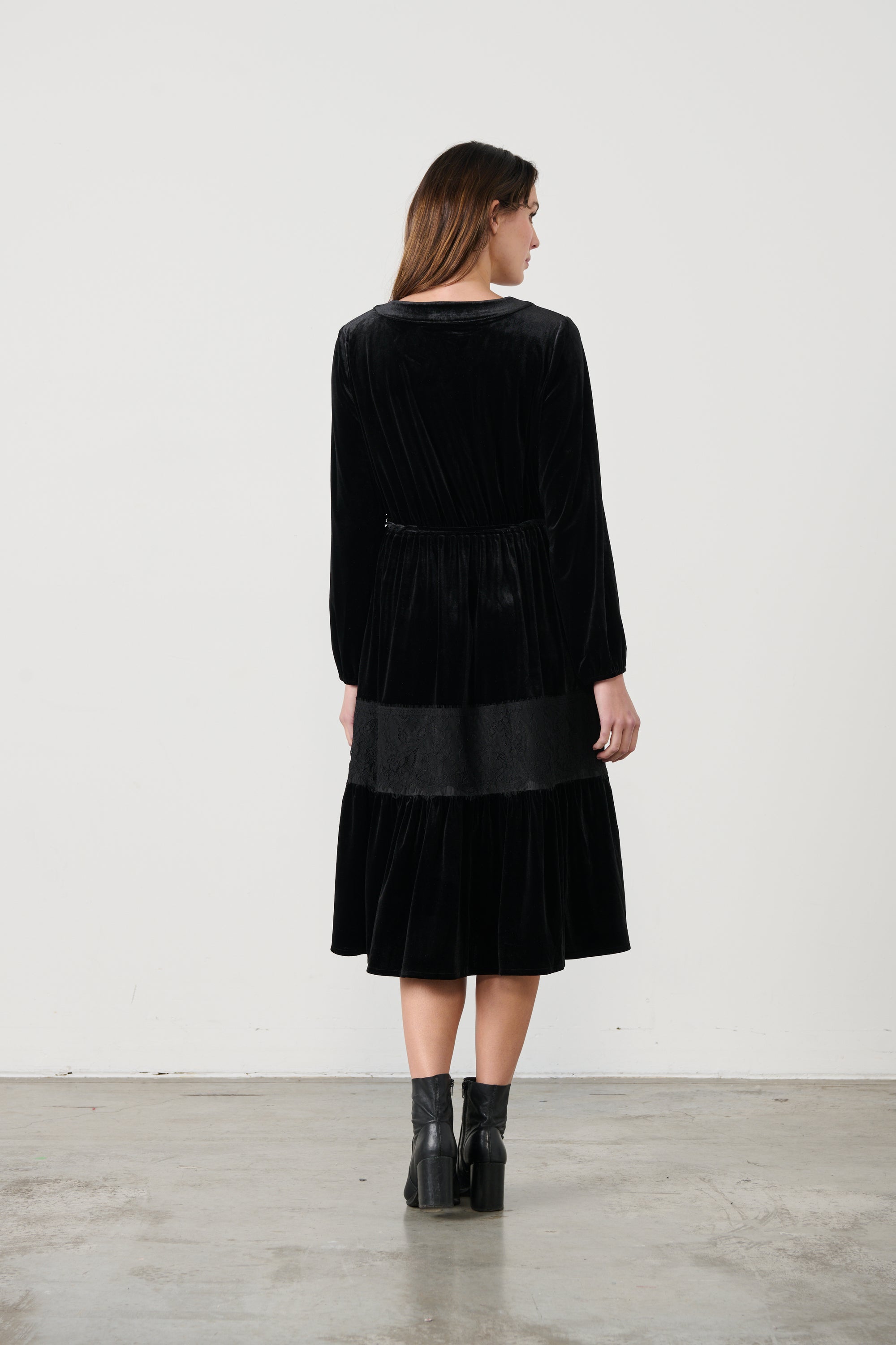 LUXURIOUS  VELVET LACE TRIM DRESS Was $149<<<SALE>>>>