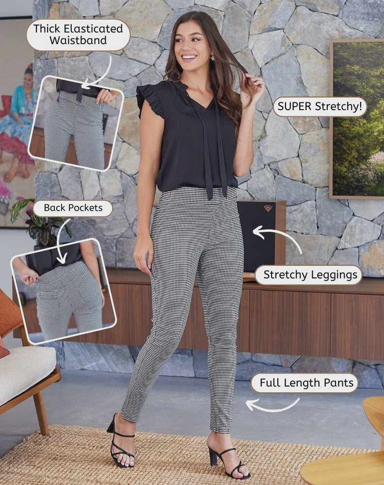 CHECKED BLACK/WHITE JEGGINGS -FREEZ