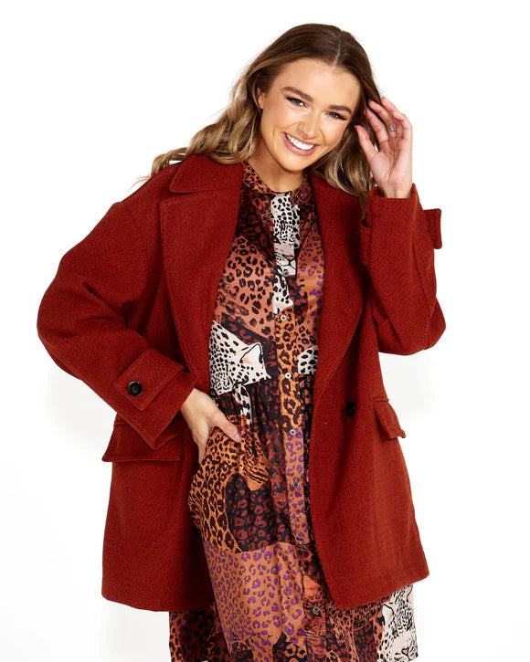 SASS  ASTRA BOYFRIEND COAT - BRICK