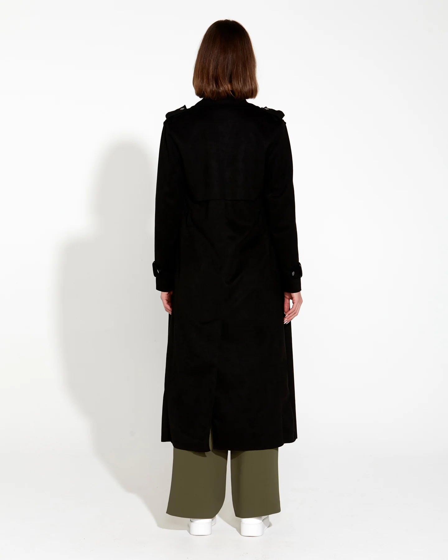 FATE + BECKER BOMBSHELL SUEDE TRENCHCOAT - BLACK