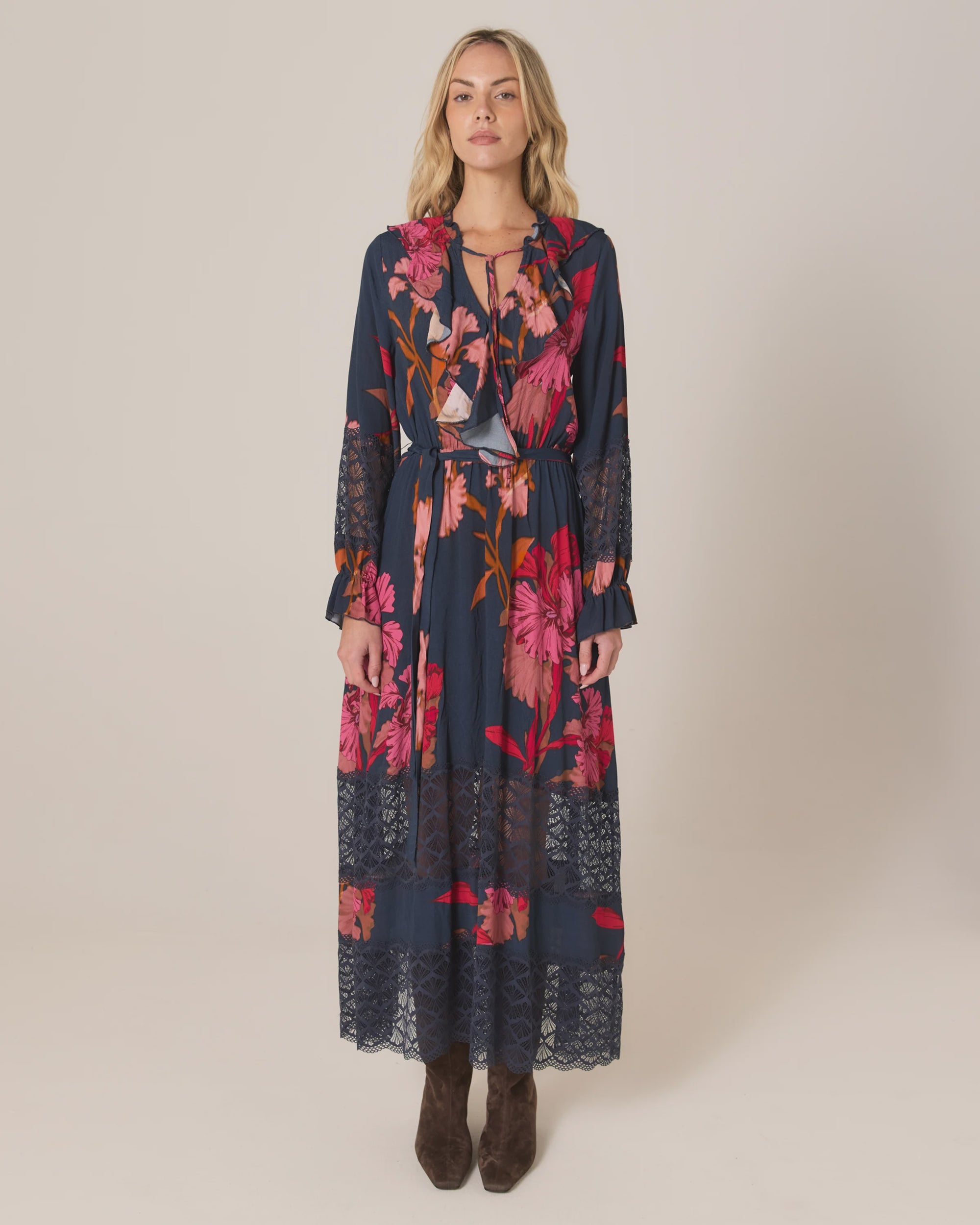 FATE + BECKER CAPTIVATION DRESS - SHADOW FLORAL NAVY