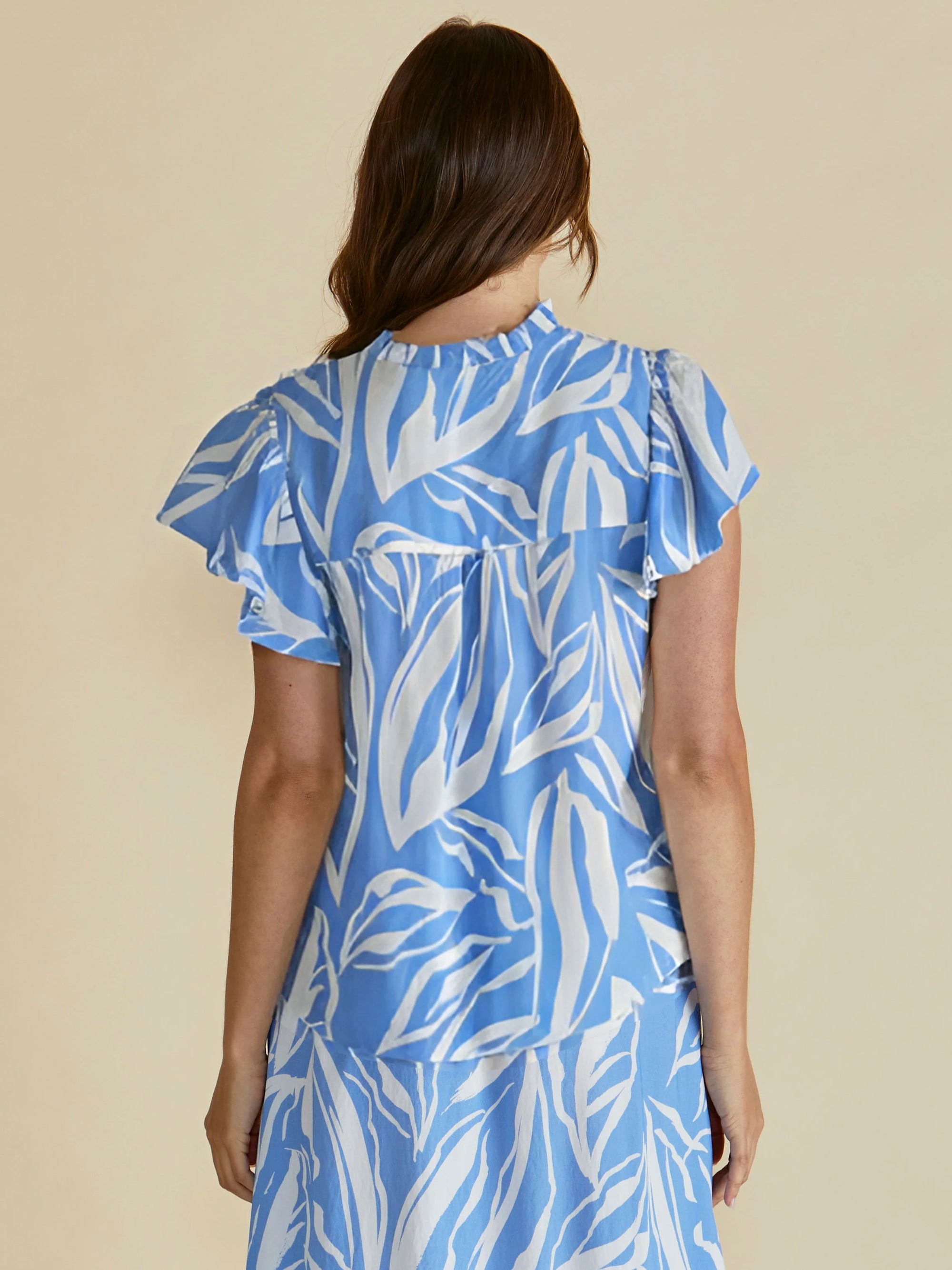 BETTY BASICS LYRA BLOUSE - BLUE ABSTRACT PRINT WAS $79.99 <<<<SALE>>>>