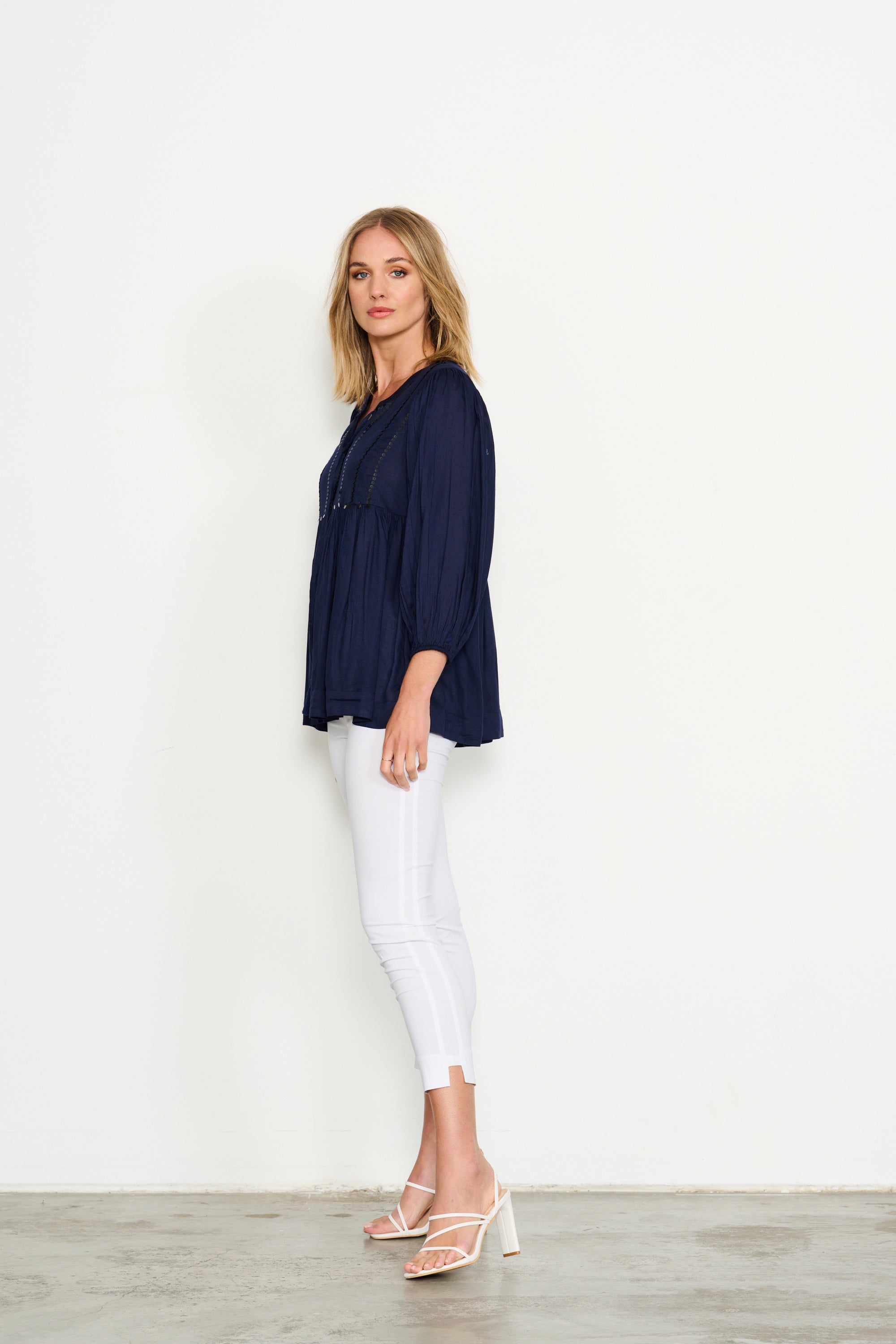 BEADED NAVY  EMBROIDERED BLOUSE was $109.90 ...now....