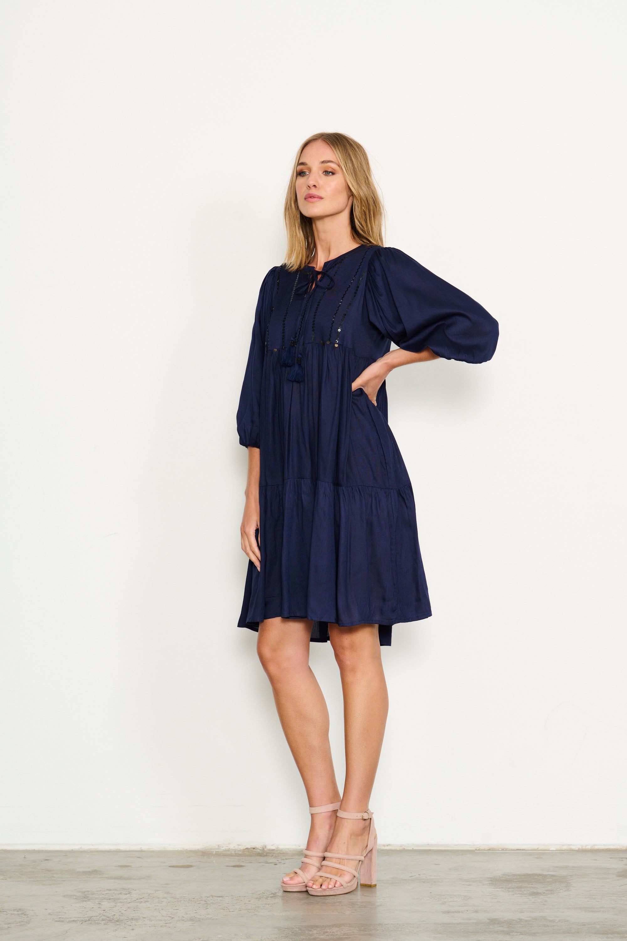 BEADED NAVY EMBROIDERED DRESS was $119.90...now...