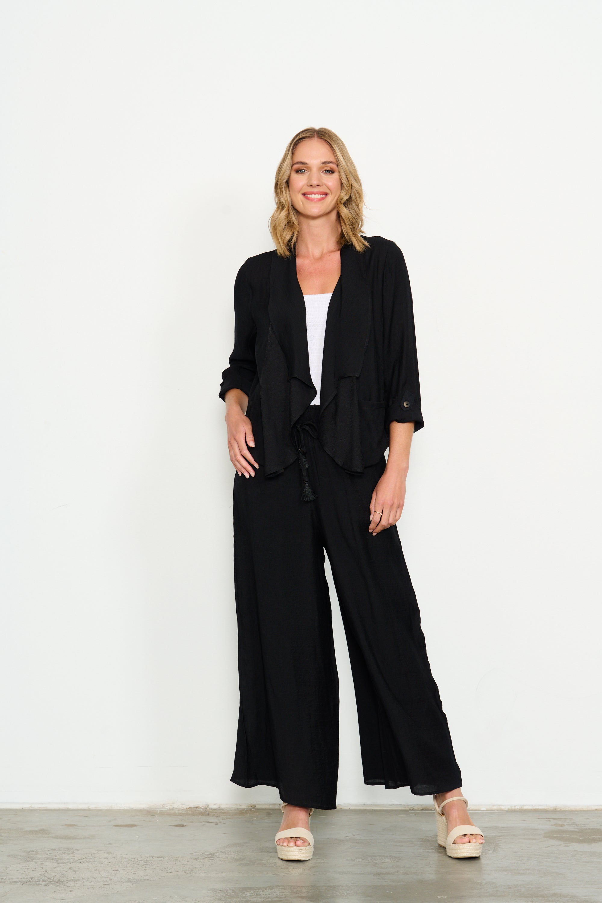 BLACK WIDE LEG PANTS