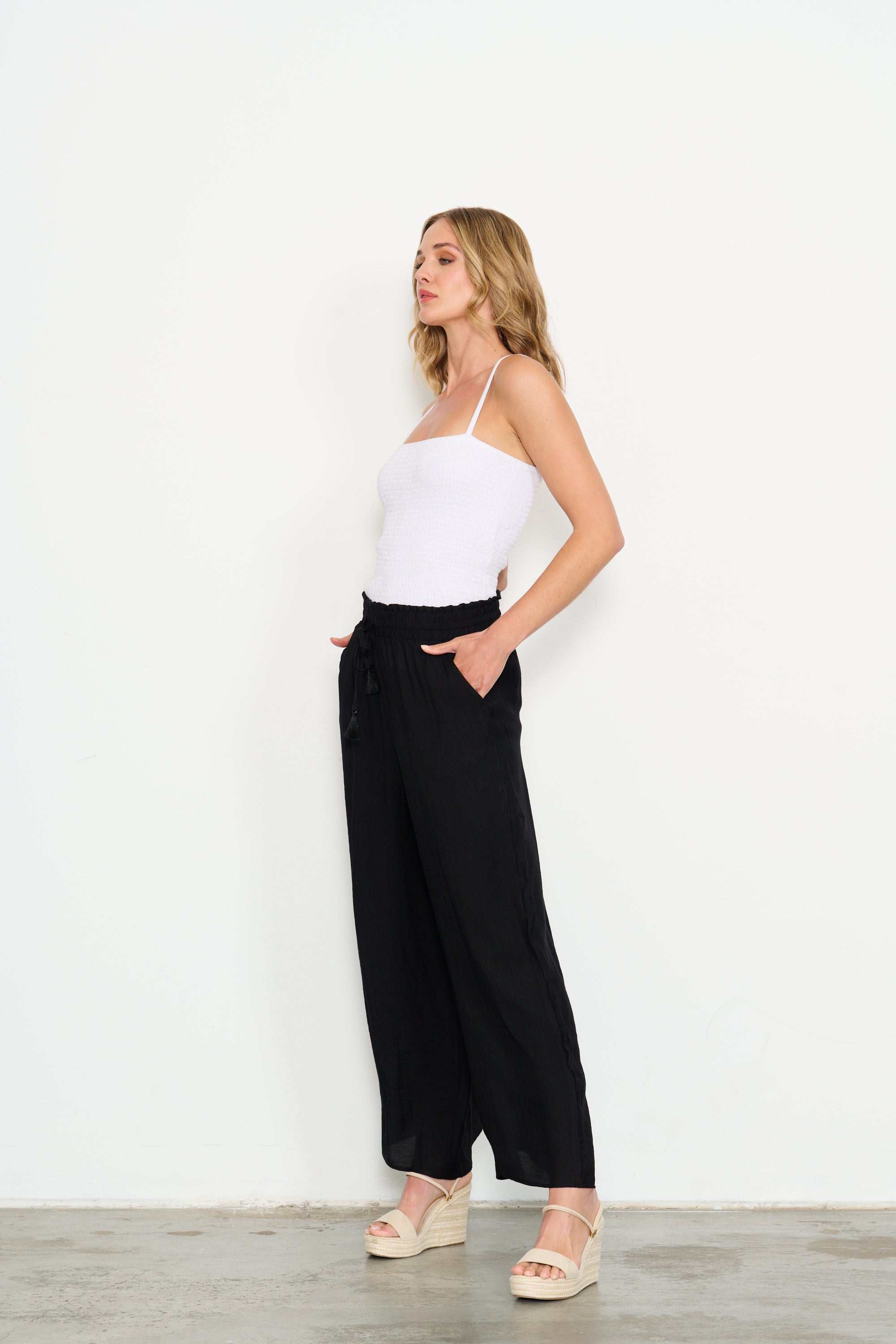 BLACK WIDE LEG PANTS