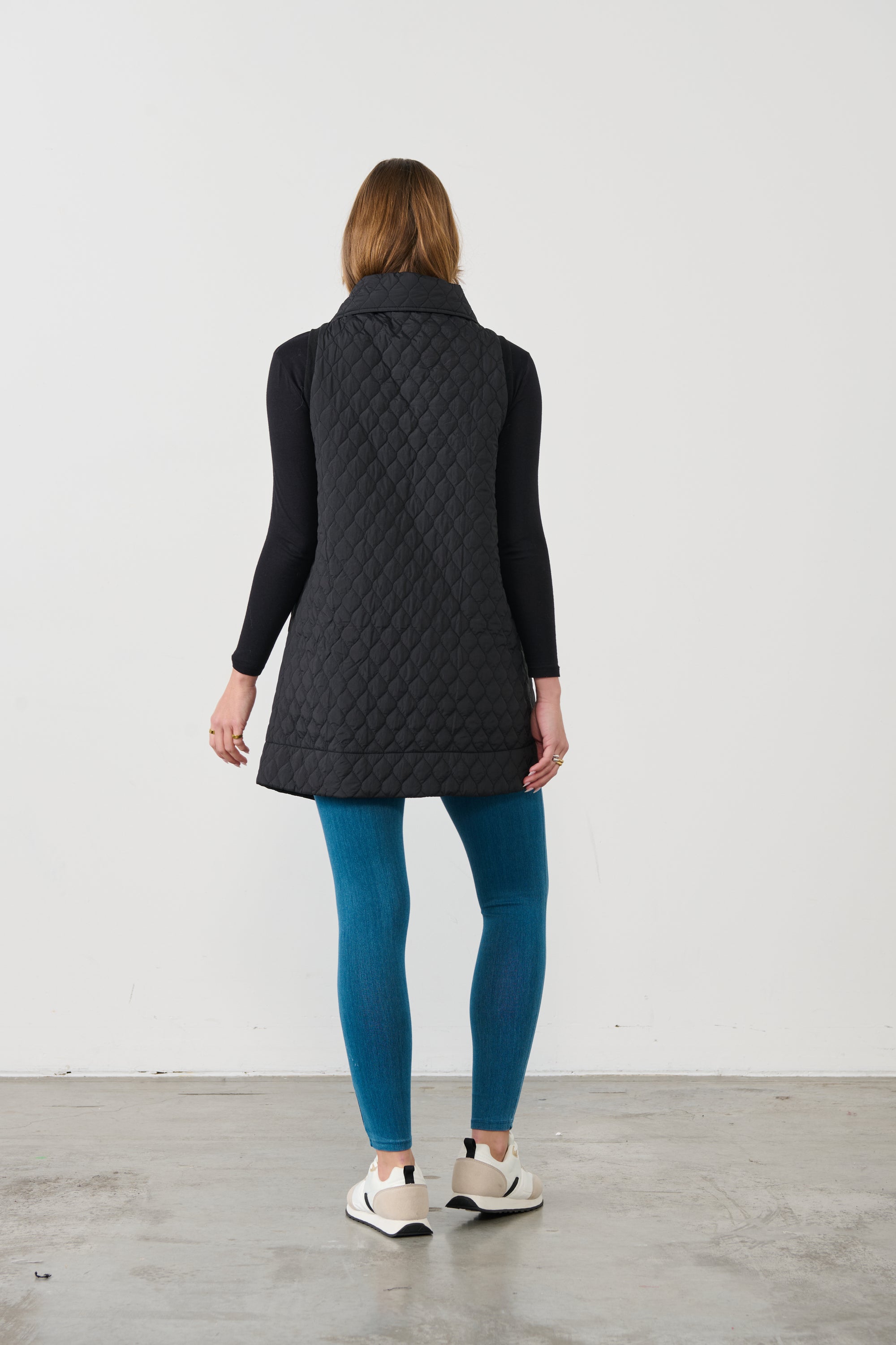 BLACK QUILTED LIGHT PUFFA VEST WAS $119.00 <<<SALE>>>