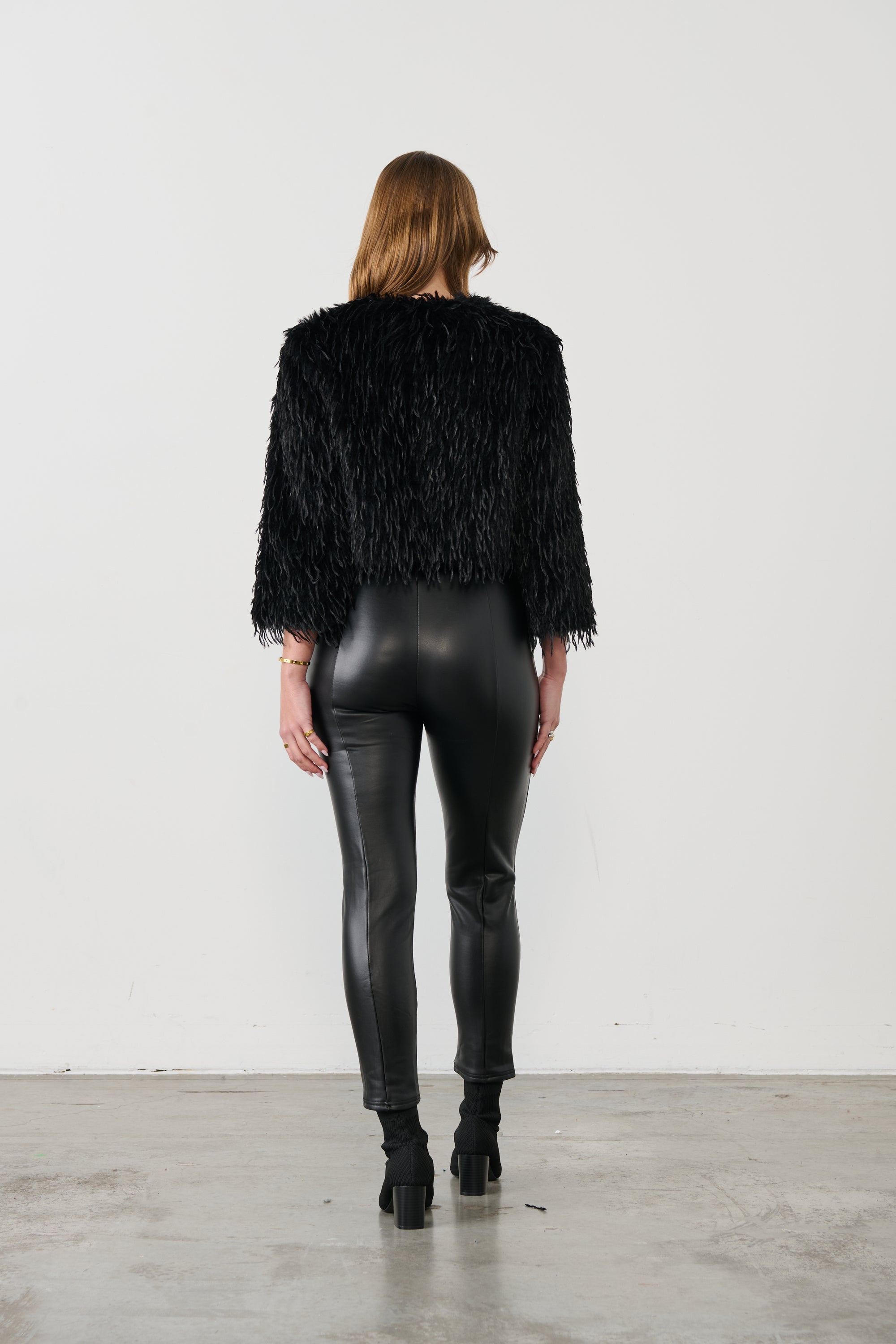 FAUX OSTRICH JACKET- BLACK