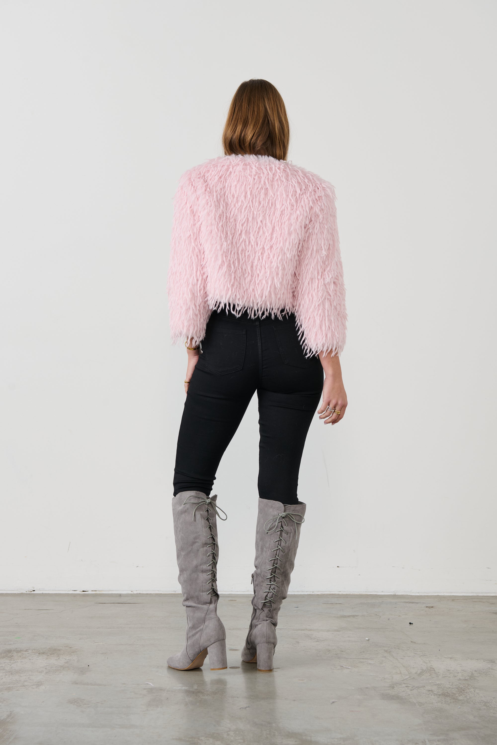 FAUX OSTRICH JACKET - SOFT PINK was $149 <<<<SALE>>>>