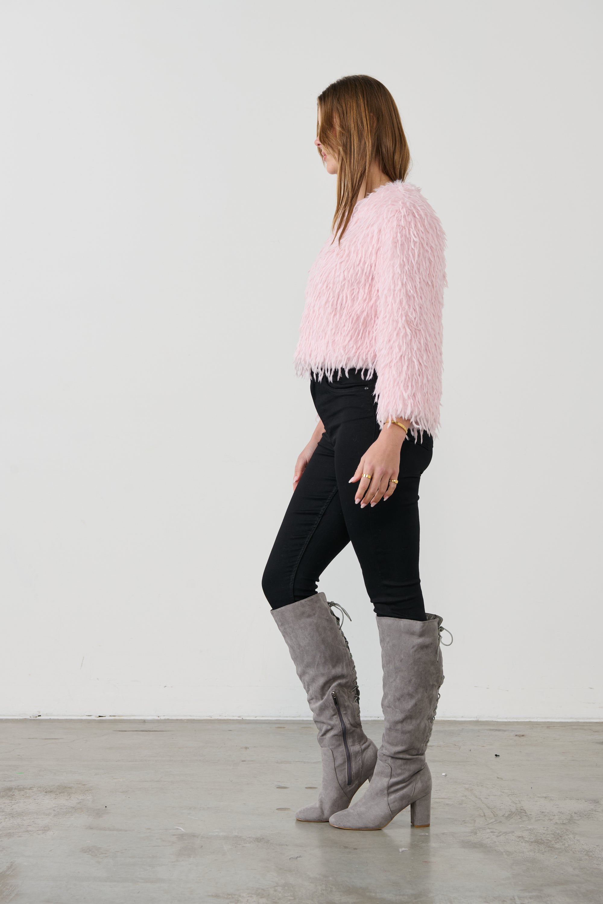 FAUX OSTRICH JACKET - SOFT PINK was $149 <<<<SALE>>>>