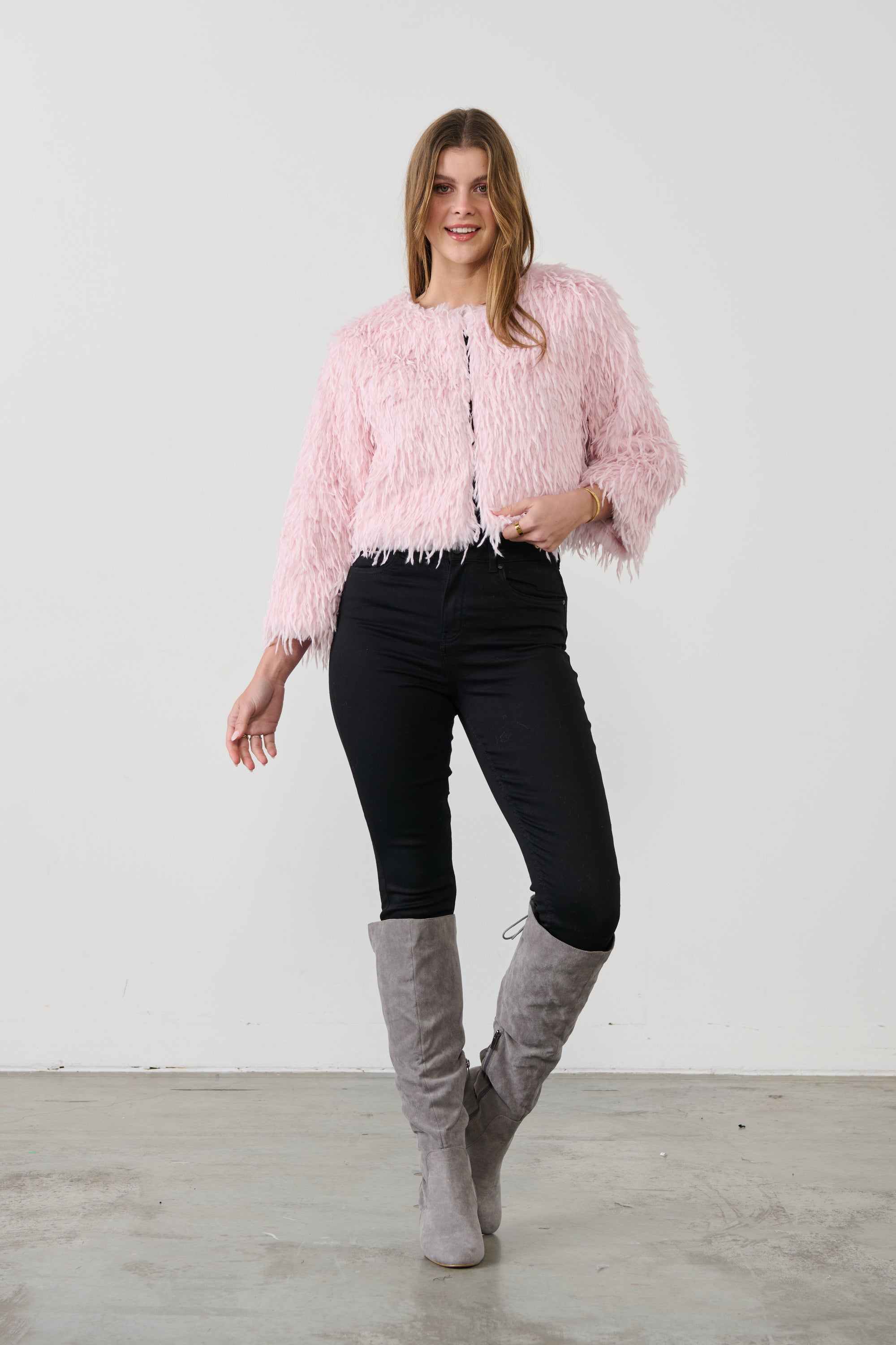 FAUX OSTRICH JACKET - SOFT PINK was $149 <<<<SALE>>>>