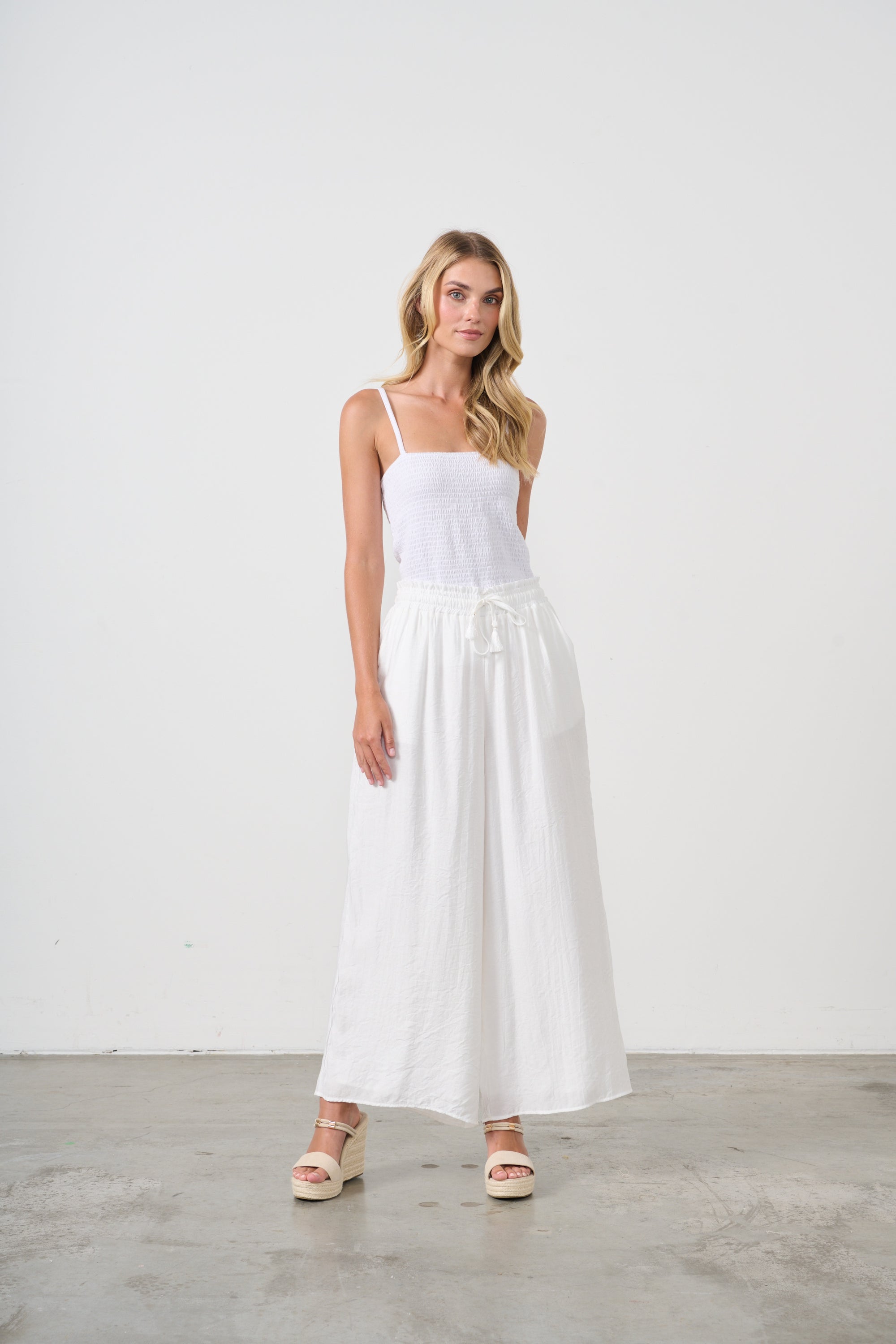 HOLMES & FALLON WIDE LEG PANTS - WHITE